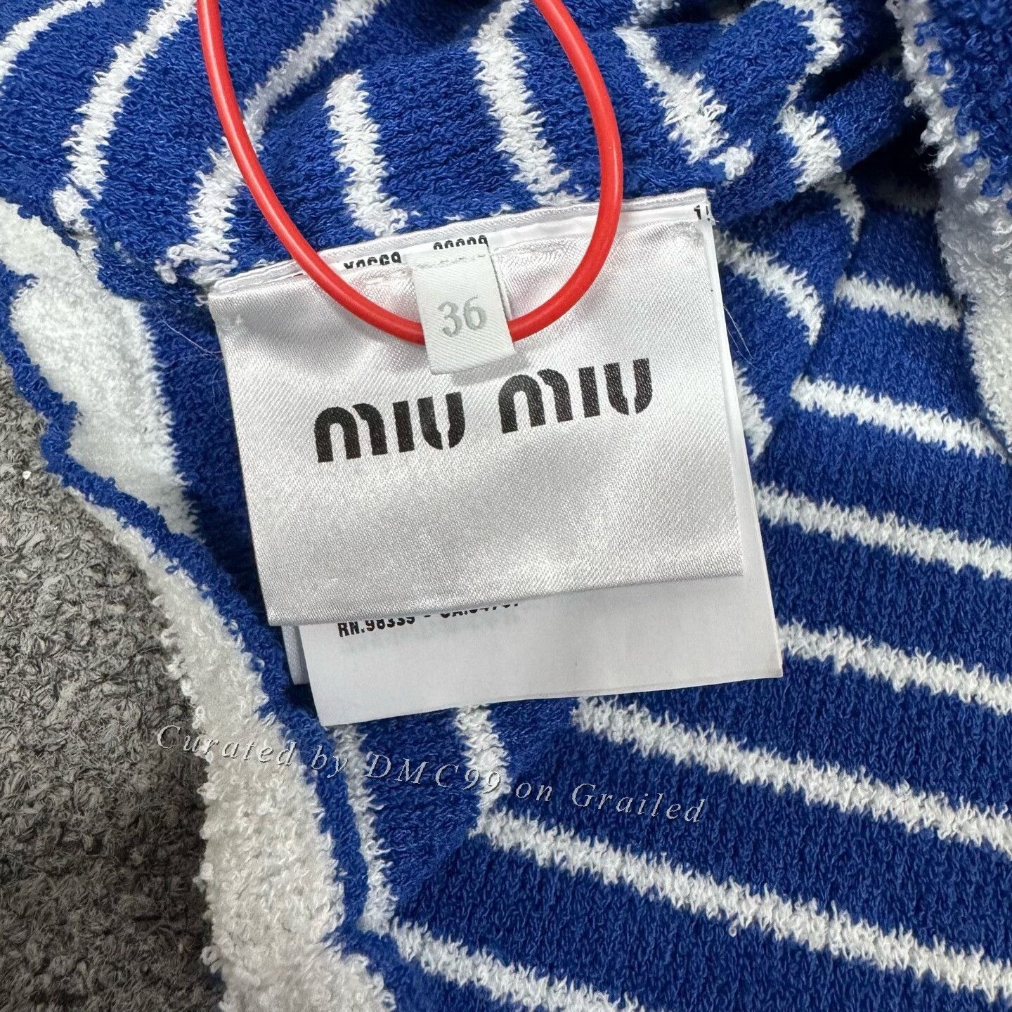 Miu Miu Miu Miu Blue White Stripe Logo Knit Top Size XS / US 0-2 / IT 36-38 - 6 Thumbnail