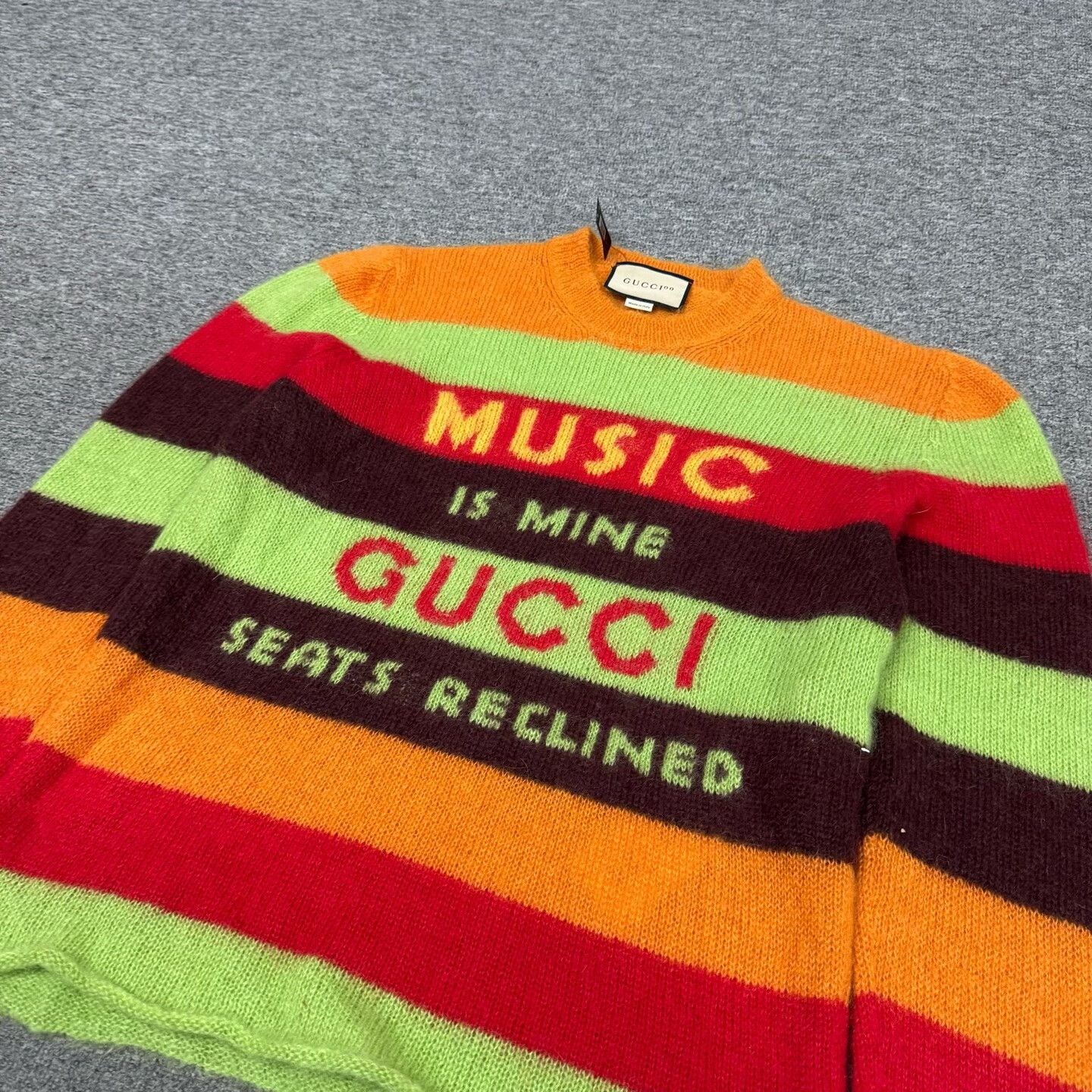 Gucci Gucci Colorful Stripe Letter Mohair Knit Sweater Size US M / EU 48-50 / 2 - 4 Thumbnail