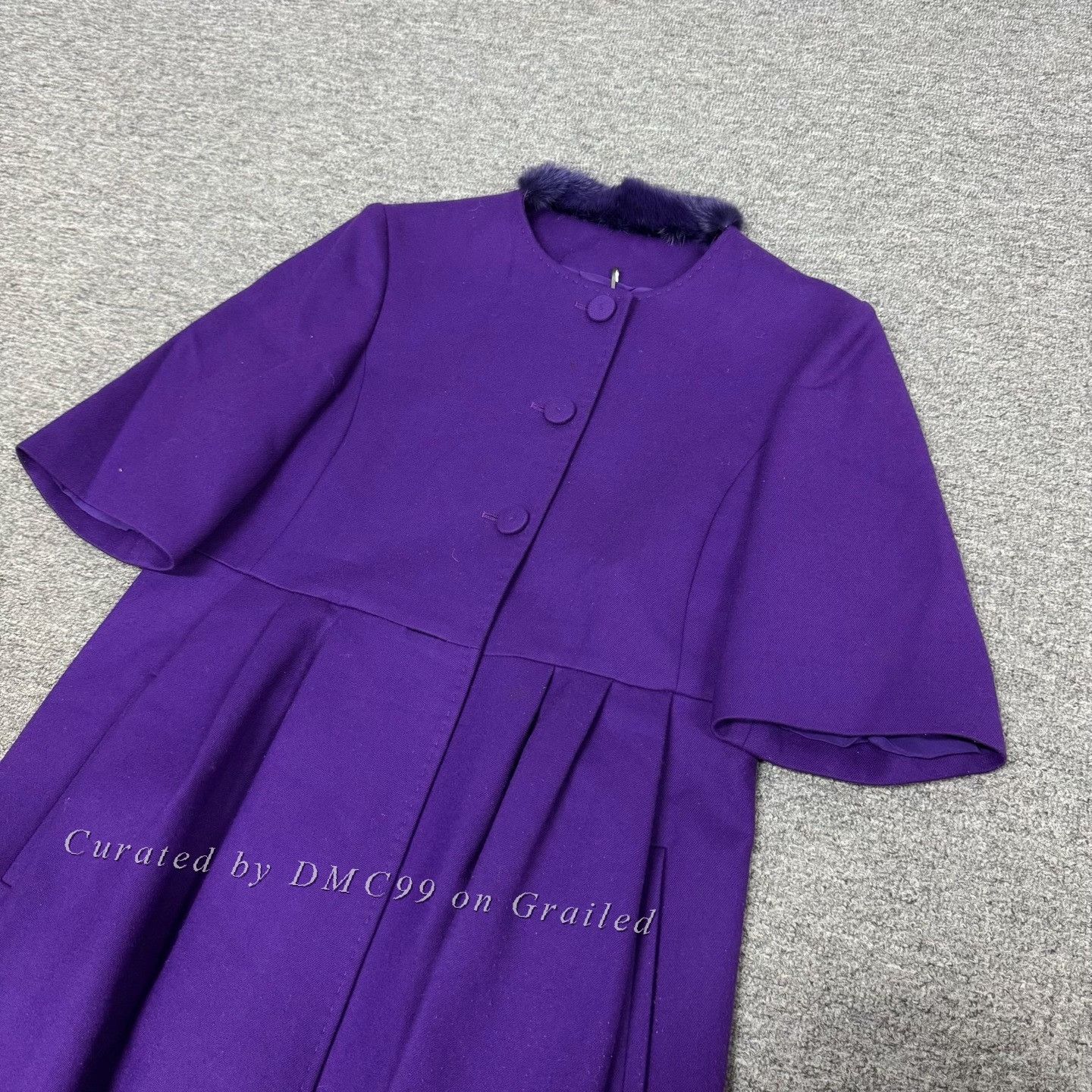Fendi Fendi Purple Fur Collar Waist Cinch Mid-Length Dress Size S / US 4 / IT 40 - 3 Thumbnail