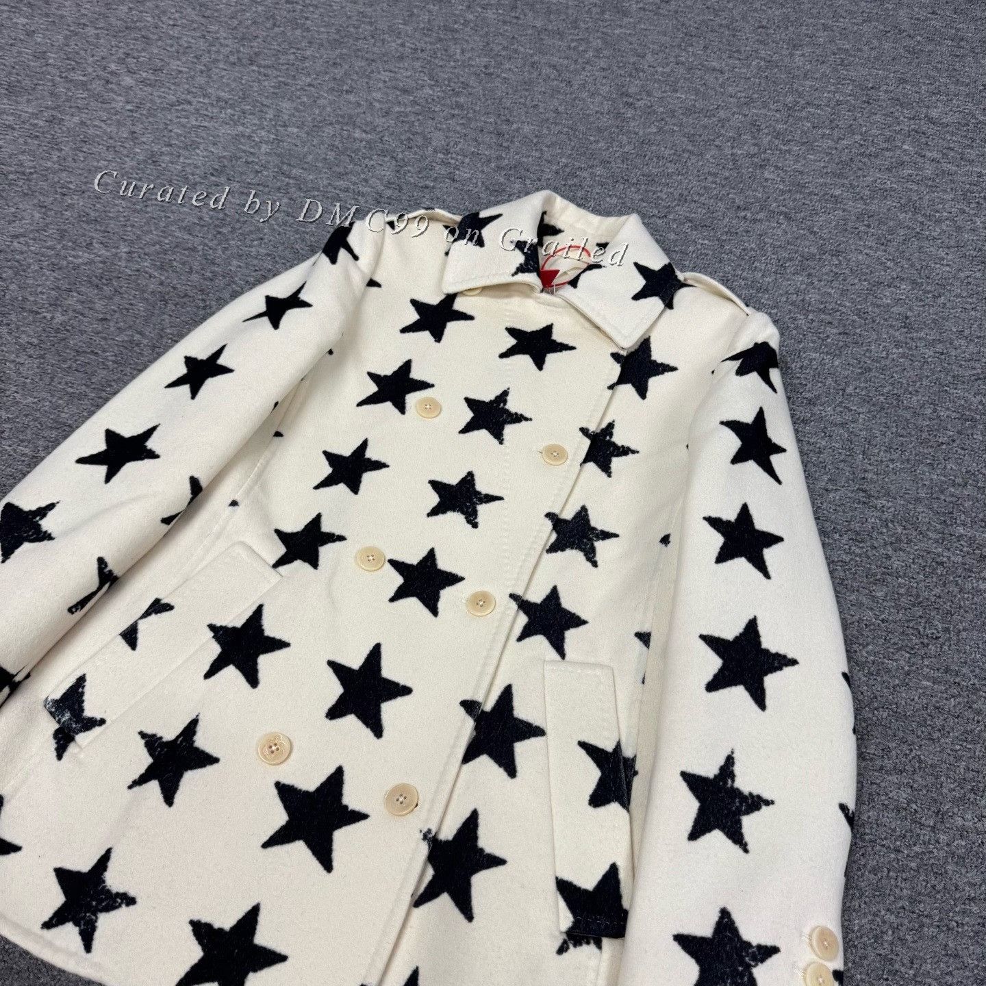 Max Mara MaxMara Beige Star Print Wool Coat Size XXS / US 00 / IT 34 - 4 Thumbnail