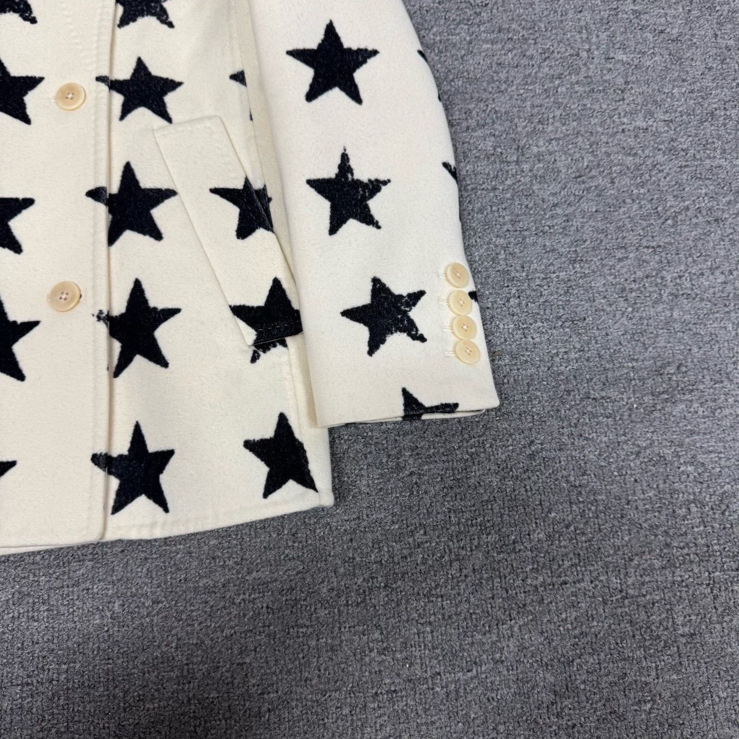 Max Mara MaxMara Beige Star Print Wool Coat Size XXS / US 00 / IT 34 - 3 Thumbnail