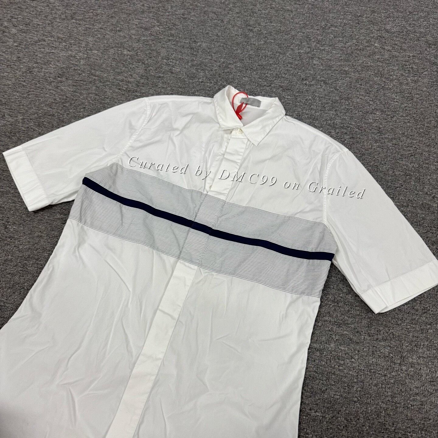 Dior Dior White Navy Stripe Collared Short-Sleeve Shirt Size S / US 4 / IT 40 - 3 Thumbnail