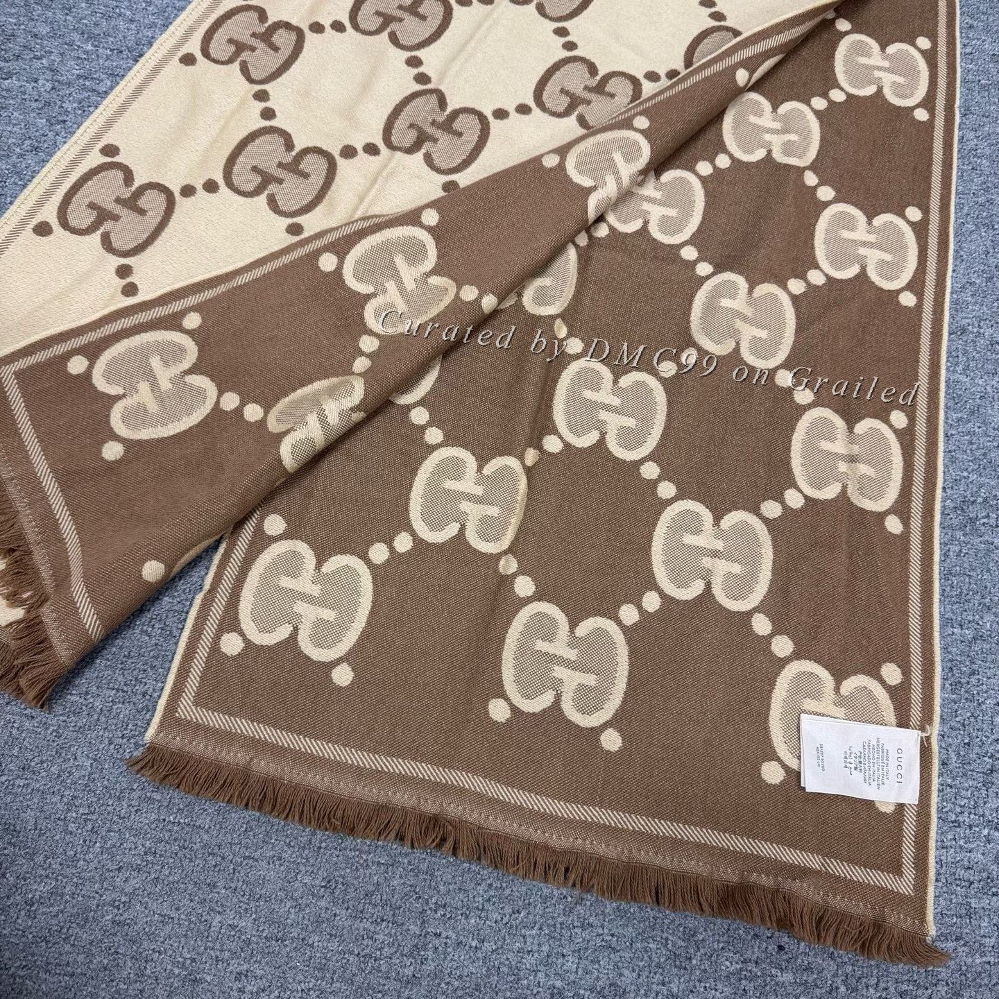 Gucci Gucci Wool All-Over Print Double-Sided Scarf Size ONE SIZE - 3 Thumbnail
