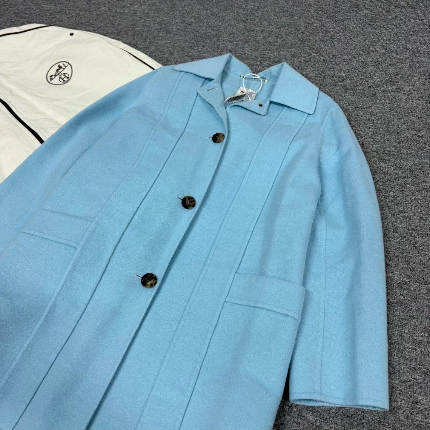 Hermes Hermes Baby Blue Cashmere Coat Size 34 Size XXS / US 00 / IT 34 - 4 Thumbnail