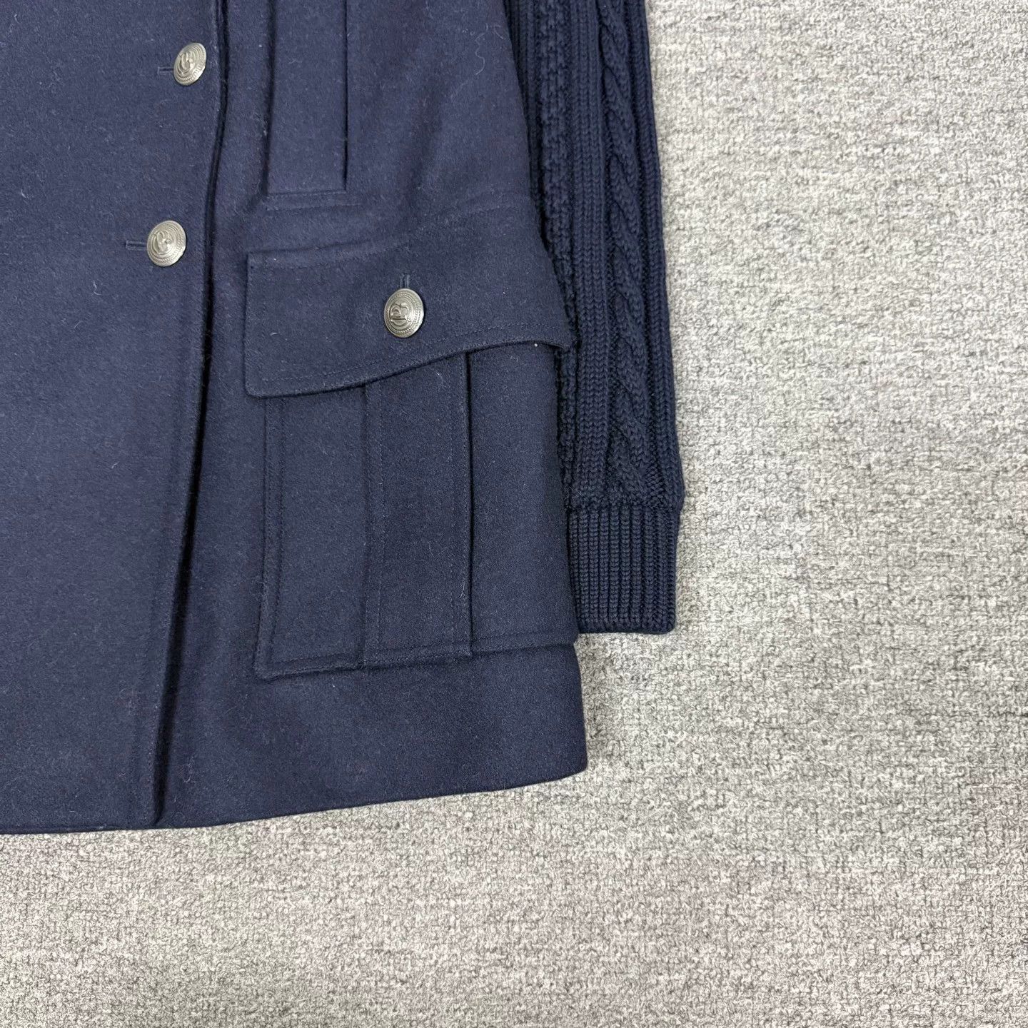 Balmain Balmain Wool Coat with Knit Panel Size S / US 4 / IT 40 - 3 Thumbnail
