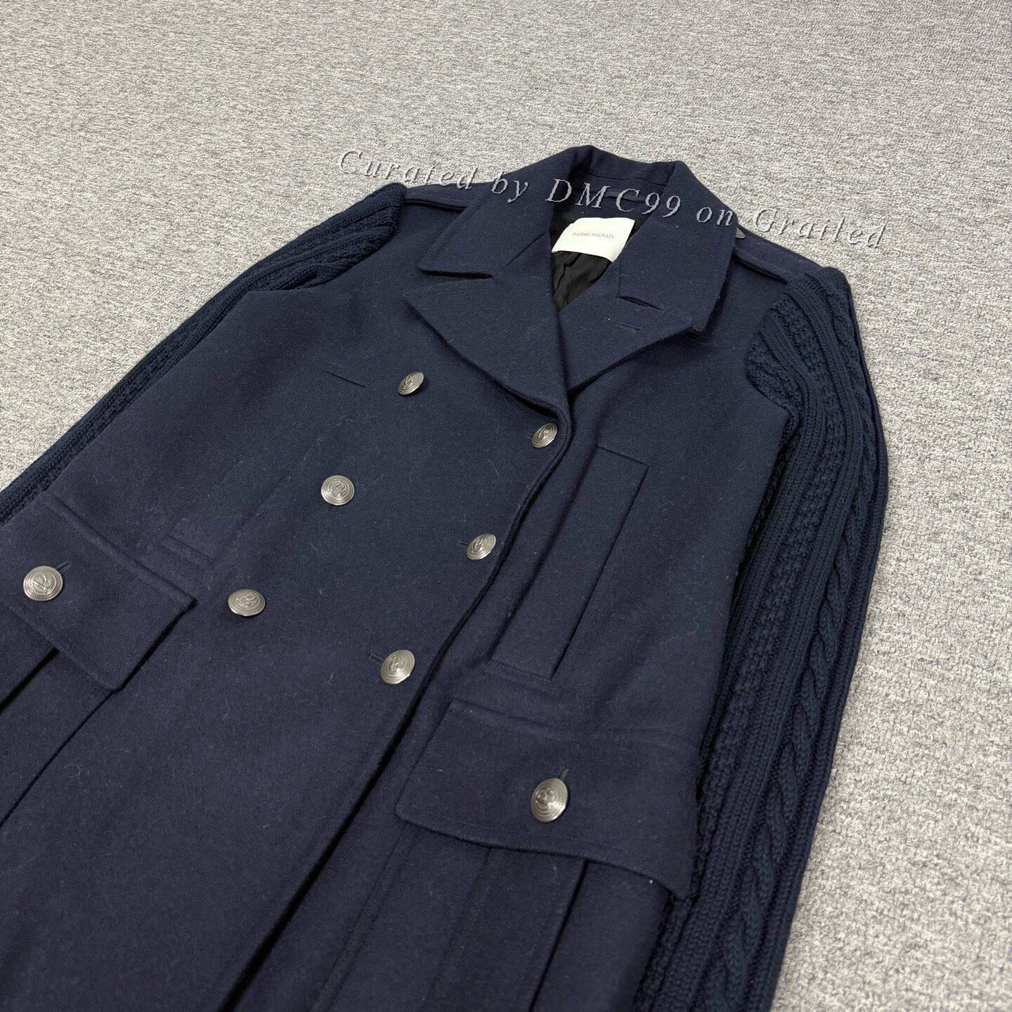 Balmain Balmain Wool Coat with Knit Panel Size S / US 4 / IT 40 - 4 Thumbnail