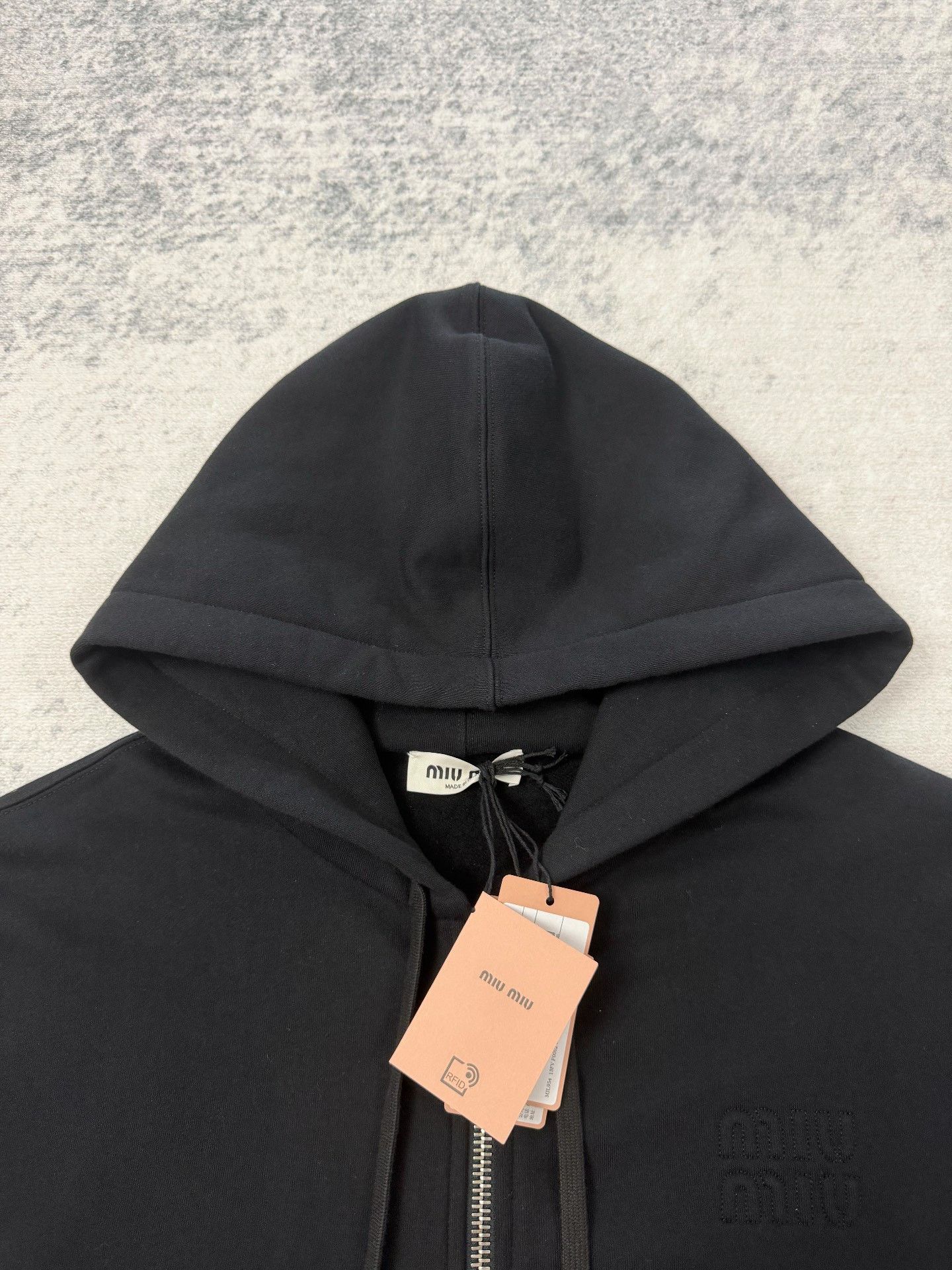 Miu Miu Miumiu Logo Embroidered Zip Hoodie Jacket Size L / US 10 / IT 46 - 4 Thumbnail