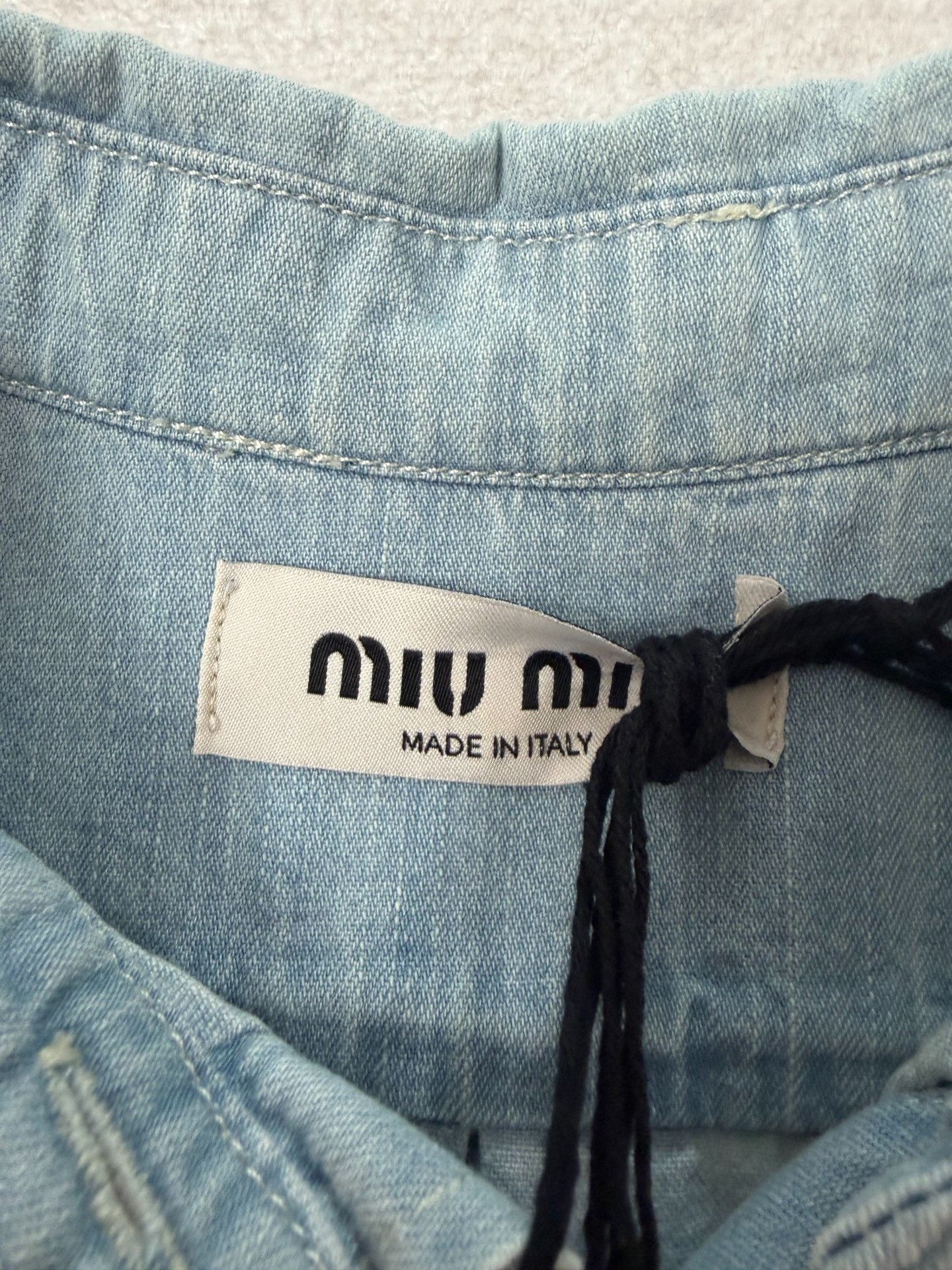Miu Miu Miu Miu Blue Embroidered Logo Denim Shirt Size S / US 4 / IT 40 - 3 Thumbnail