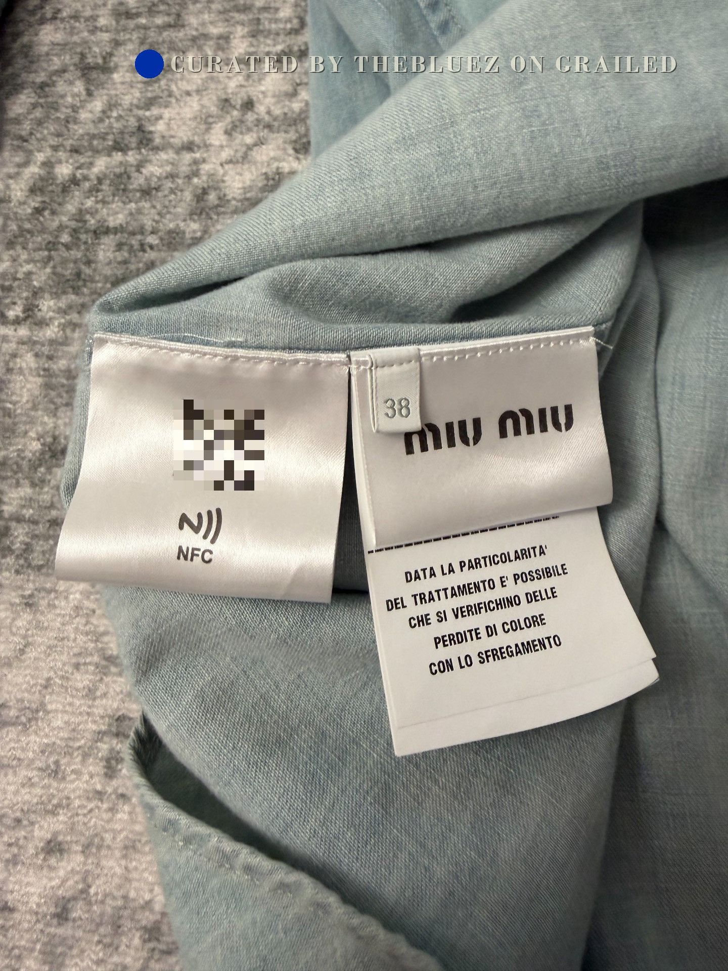 Miu Miu Miu Miu Blue Embroidered Logo Denim Shirt Size S / US 4 / IT 40 - 5 Thumbnail