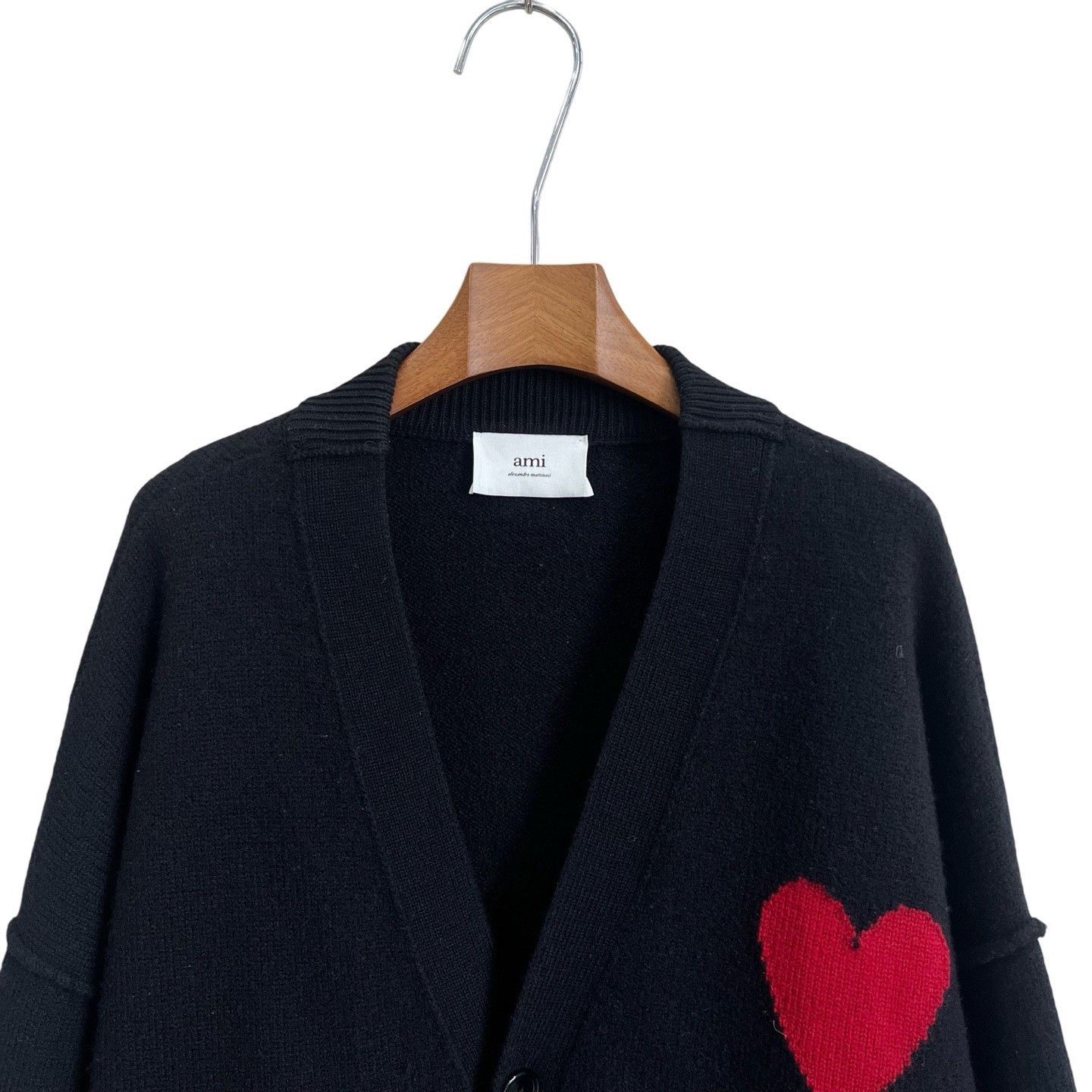 AMI AMI Classic Black Heart Wool Cardigan Size US L / EU 52-54 / 3 - 3 Thumbnail