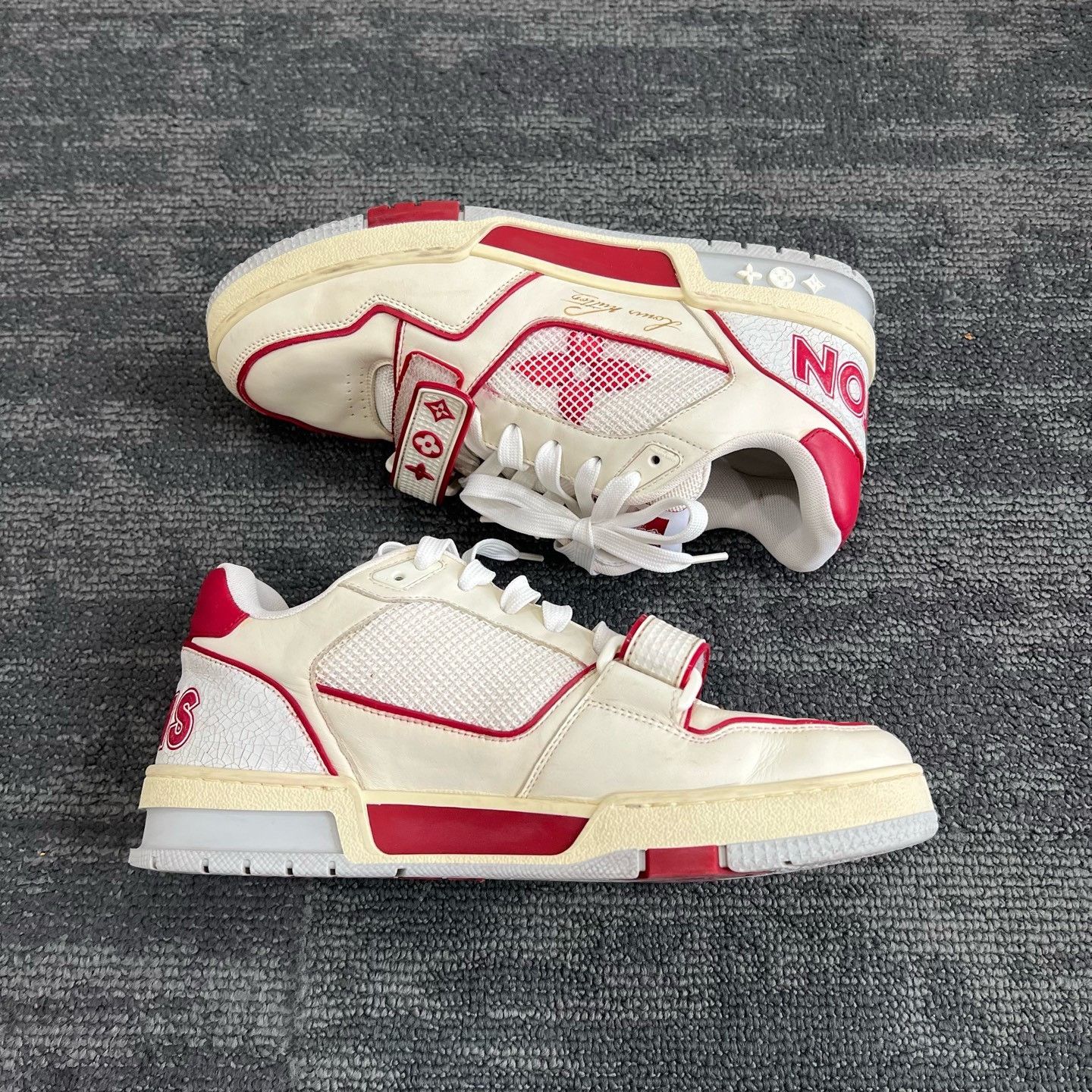 Louis Vuitton LV Trainer White Red Velcro Sneakers Size US 7.5 / EU 40-41 - 3 Thumbnail