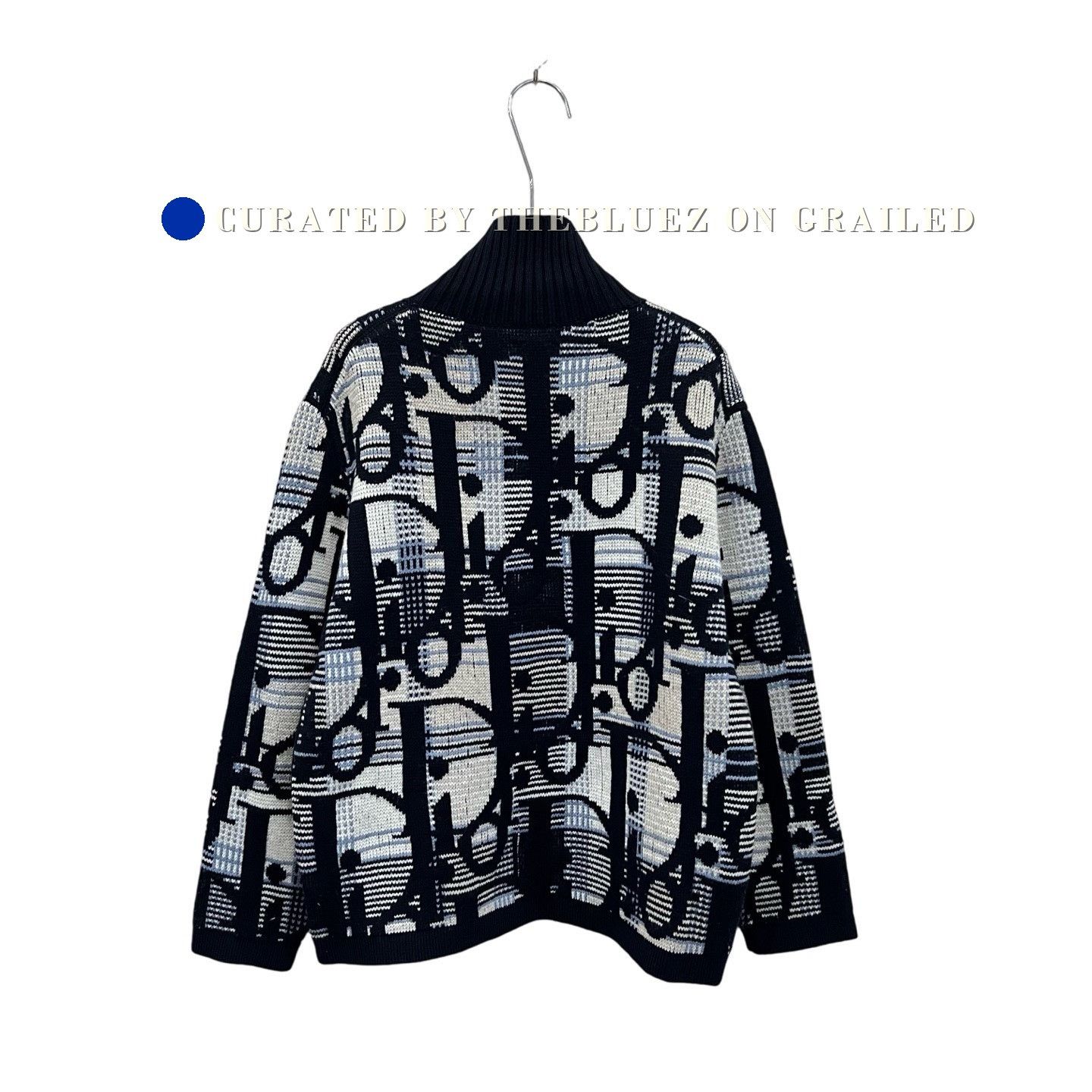Dior Dior Navy Blue All-Over Print Wool Turtleneck Size S / US 4 / IT 40 - 2 Thumbnail