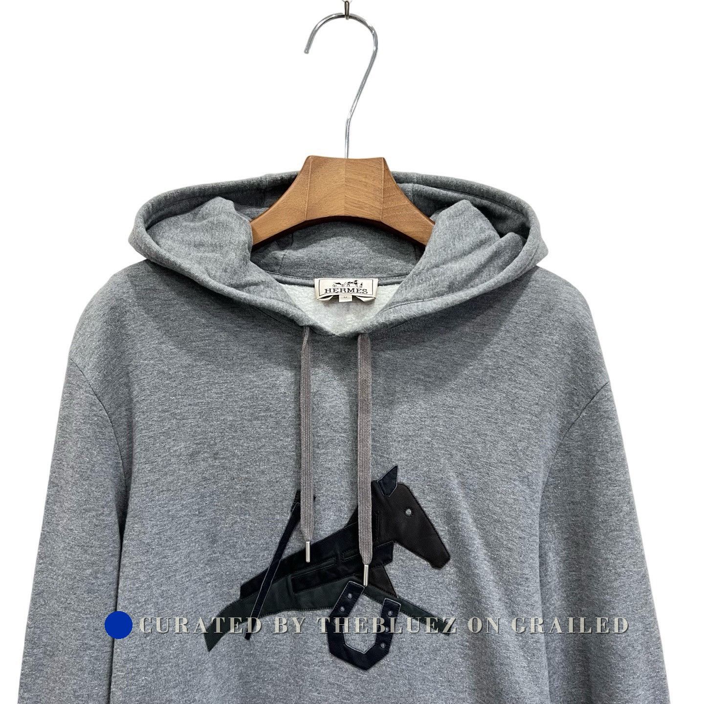 Hermes Hermes Gray Leather Patchwork Hoodie Size US M / EU 48-50 / 2 - 2 Thumbnail