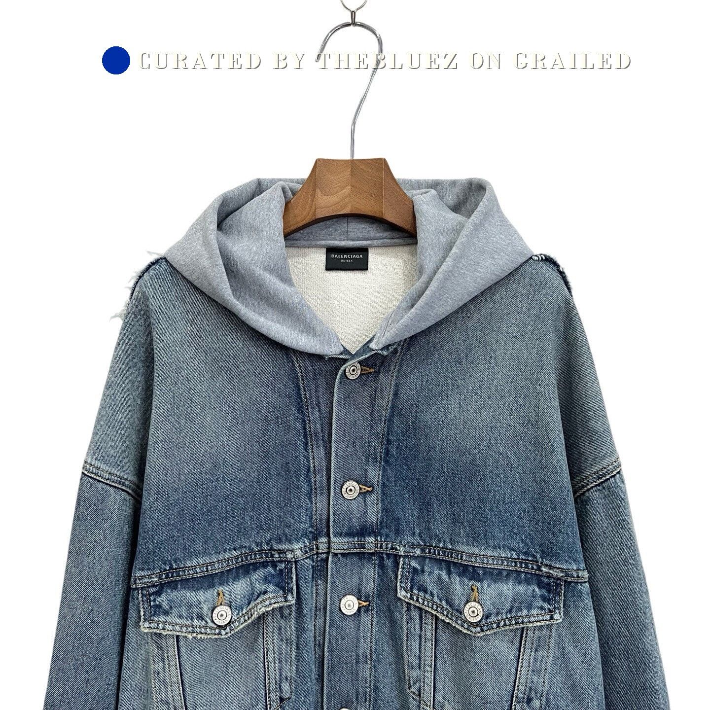 Balenciaga Balenciaga Hooded Single-Breasted Loose Denim Jacket Size US S / EU 44-46 / 1 - 3 Thumbnail