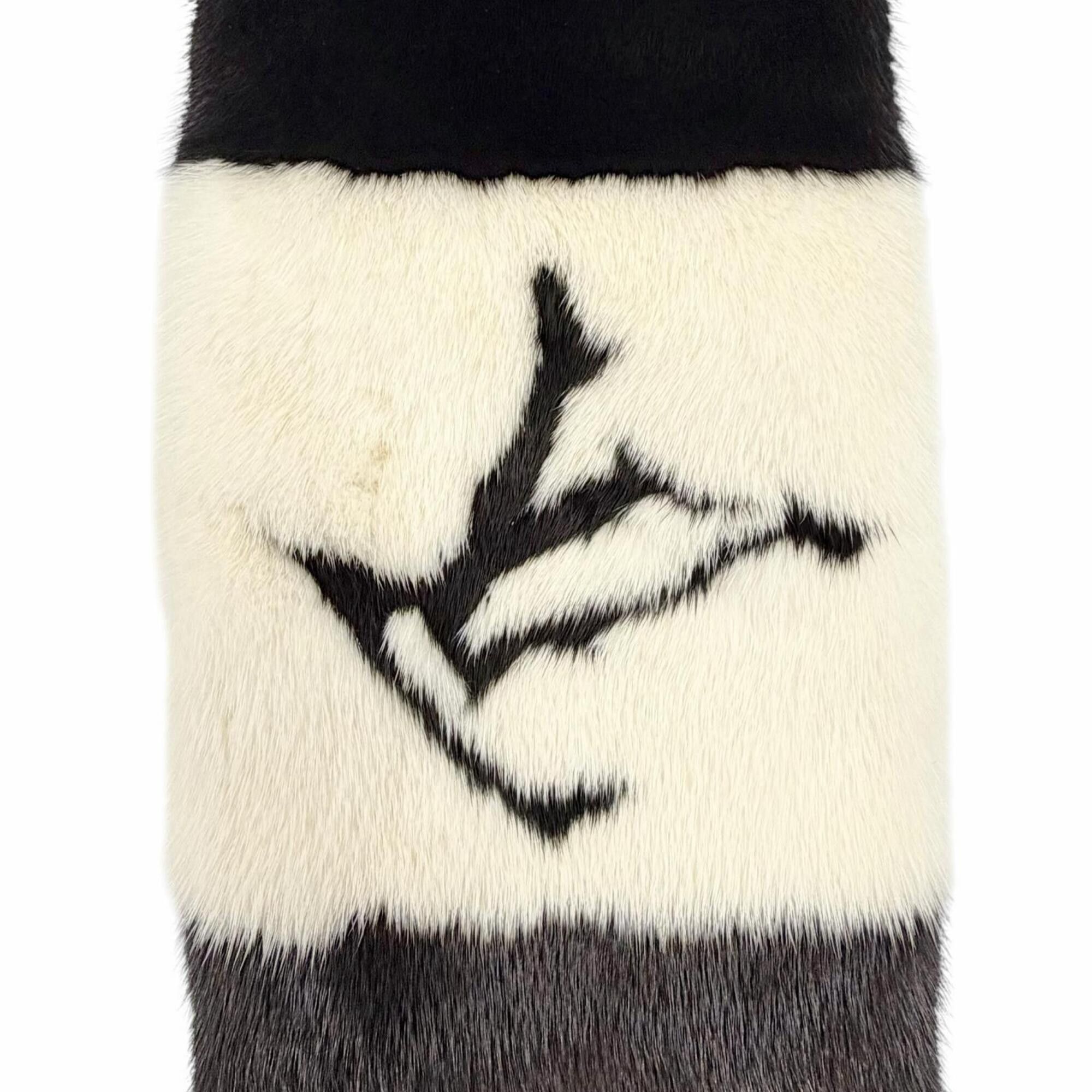 Louis Vuitton LOUIS VUITTON M77866 Echarpe Gogram Mink LV Logo Monogram Lining Tippet Shawl Black White Women's Size ONE SIZE - 5 Thumbnail