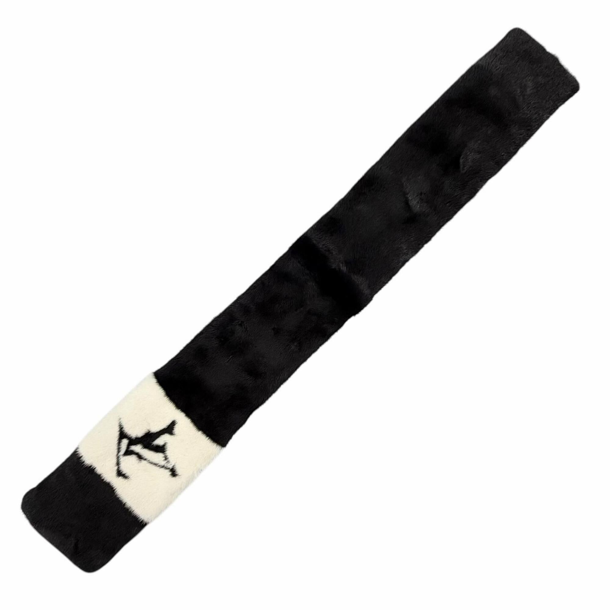 Louis Vuitton LOUIS VUITTON M77866 Echarpe Gogram Mink LV Logo Monogram Lining Tippet Shawl Black White Women's Size ONE SIZE - 2 Thumbnail