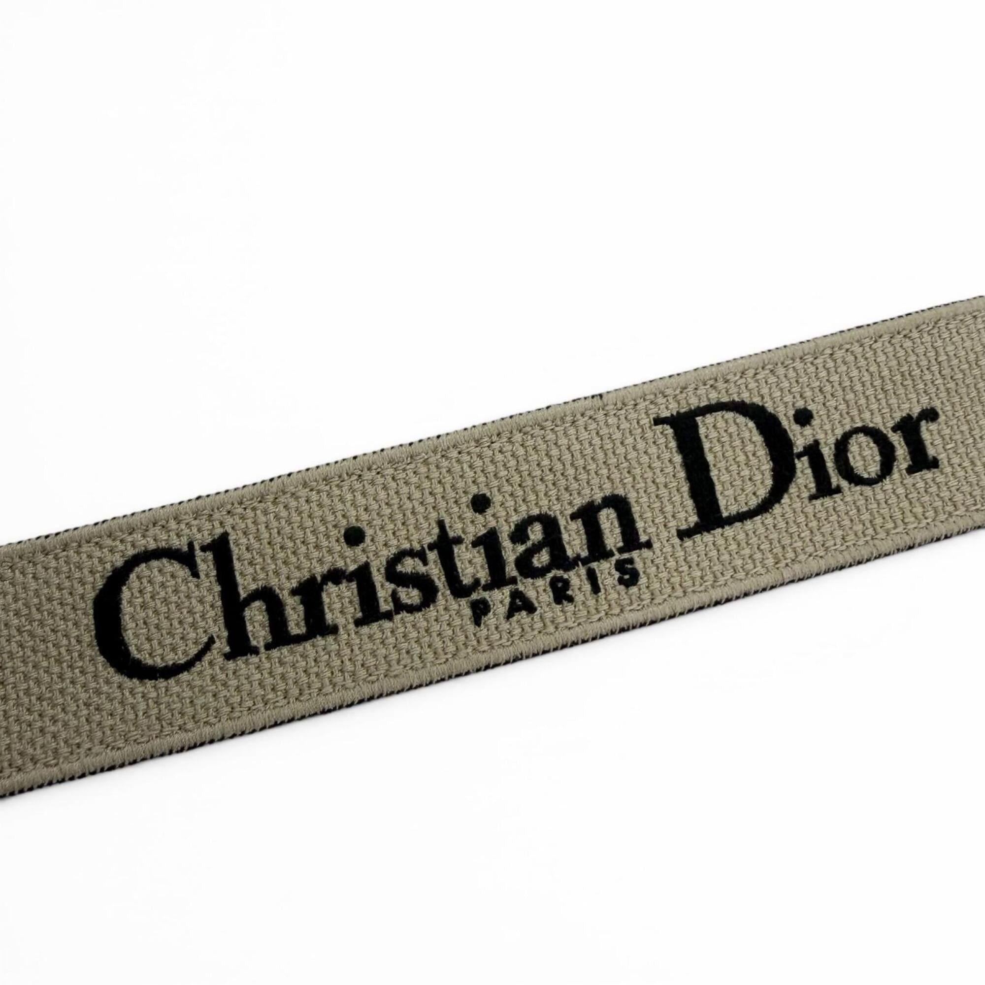 Dior Christian Dior S8553CBTE Canvas and Leather Shoulder Bag with Embroidery, Black Beige, Made in Italy, Women's. Current model. Size ONE SIZE - 6 Thumbnail