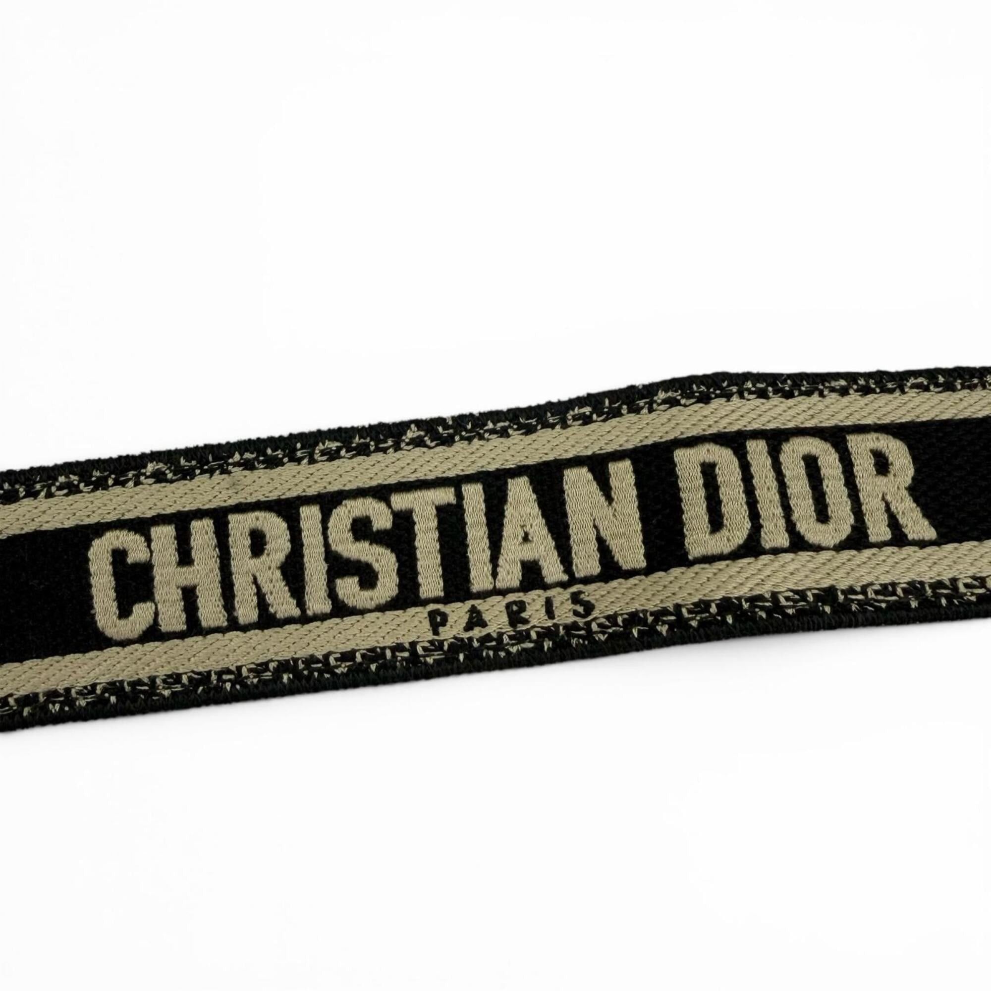 Dior Christian Dior S8553CBTE Canvas and Leather Shoulder Bag with Embroidery, Black Beige, Made in Italy, Women's. Current model. Size ONE SIZE - 5 Thumbnail