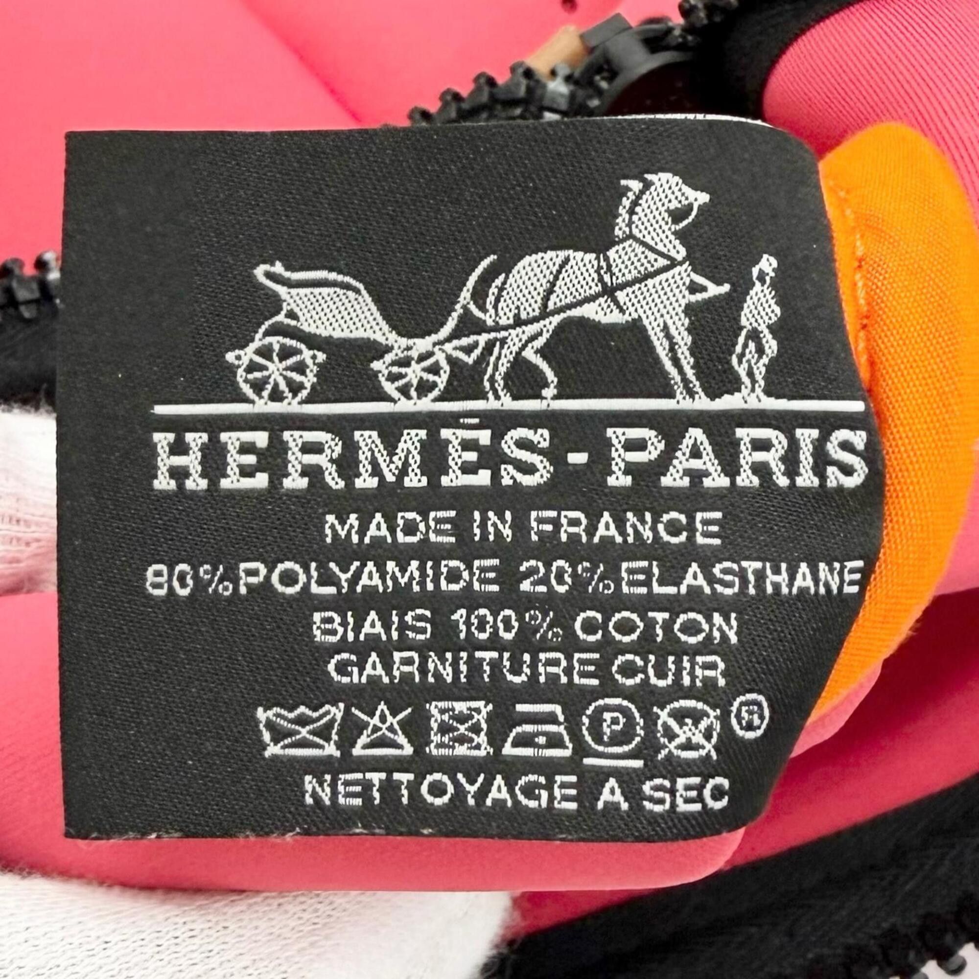 Hermes HERMES Neo Bainzen aux Soleils Pouch, Cosmetic Pink with Black Hardware, Made in France, Women's Size ONE SIZE - 8 Thumbnail