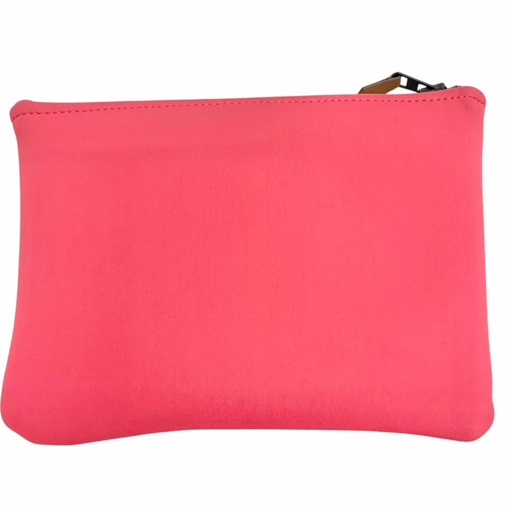 Hermes HERMES Neo Bainzen aux Soleils Pouch, Cosmetic Pink with Black Hardware, Made in France, Women's Size ONE SIZE - 2 Thumbnail