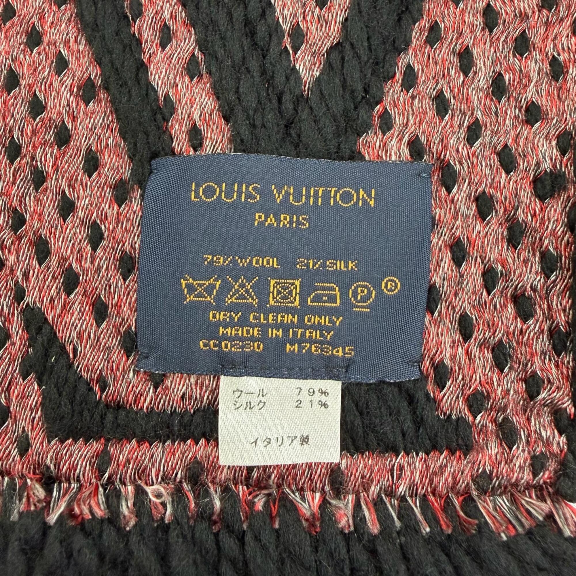 Louis Vuitton LOUIS VUITTON (Louis Vuitton) 2020 model M76345 Echarpe Giant Monogram Jungle Wool Silk Stole Scarf Black Made in Italy Authentic Women's Size ONE SIZE - 6 Thumbnail