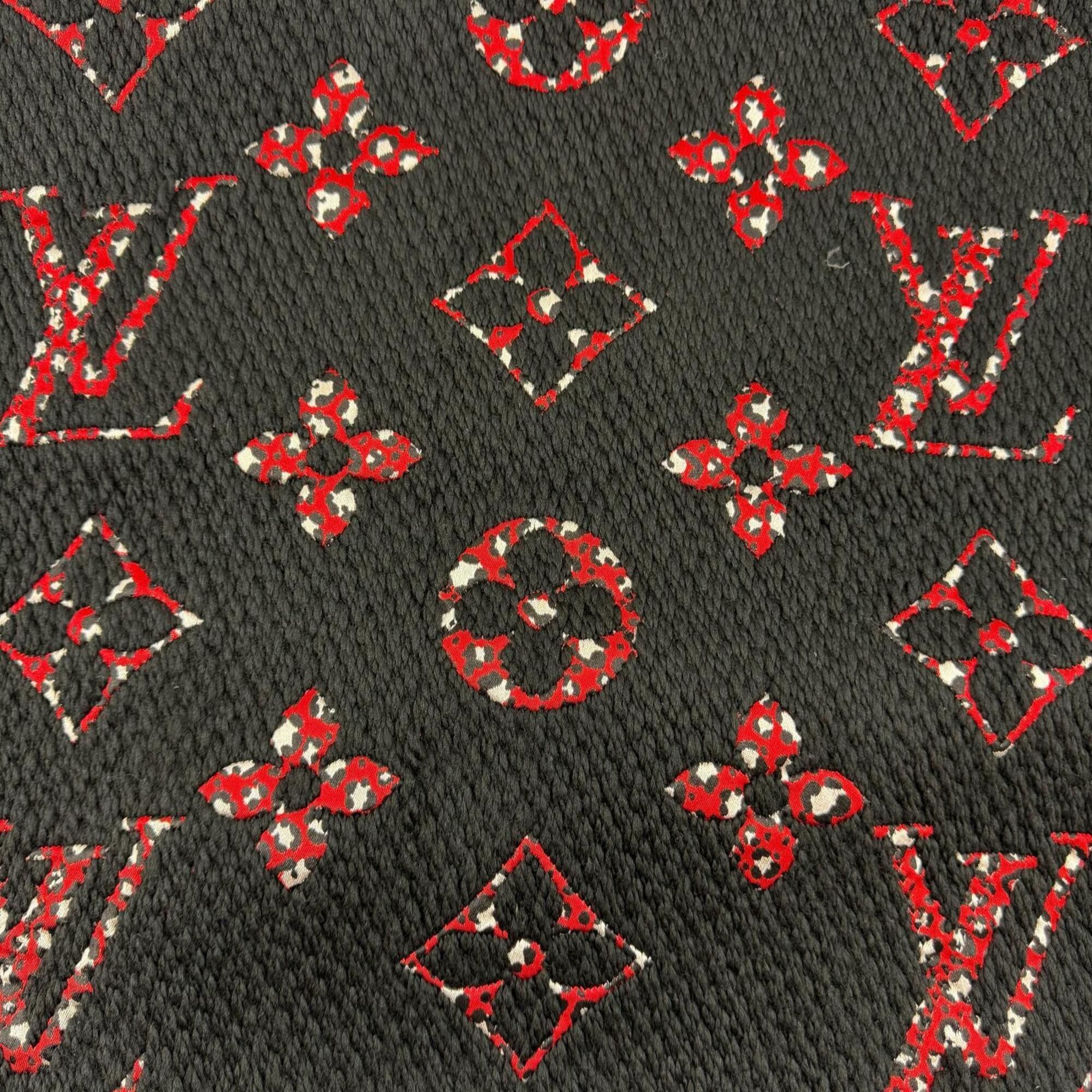 Louis Vuitton LOUIS VUITTON (Louis Vuitton) 2020 model M76345 Echarpe Giant Monogram Jungle Wool Silk Stole Scarf Black Made in Italy Authentic Women's Size ONE SIZE - 4 Thumbnail