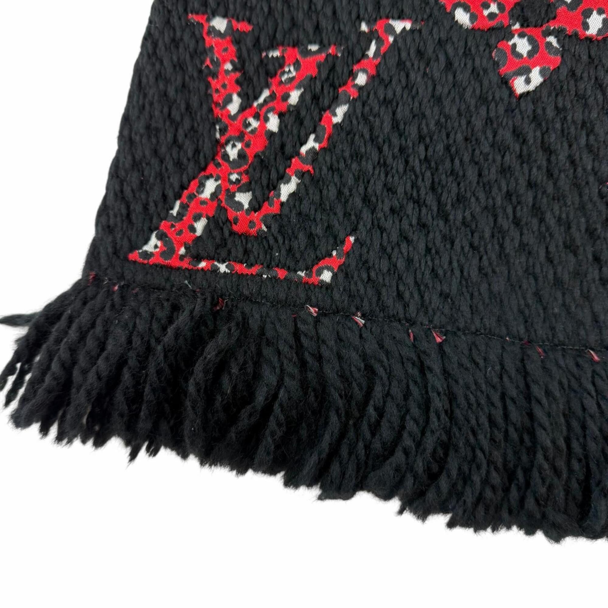 Louis Vuitton LOUIS VUITTON (Louis Vuitton) 2020 model M76345 Echarpe Giant Monogram Jungle Wool Silk Stole Scarf Black Made in Italy Authentic Women's Size ONE SIZE - 5 Thumbnail