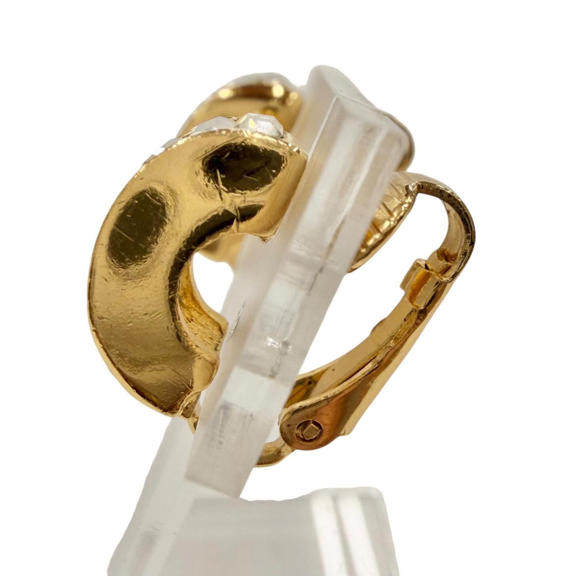 Dior Christian Dior Vintage Baguette Cluster Huggy Earrings, Gold Clear, Women's Accessory Size ONE SIZE - 2 Thumbnail