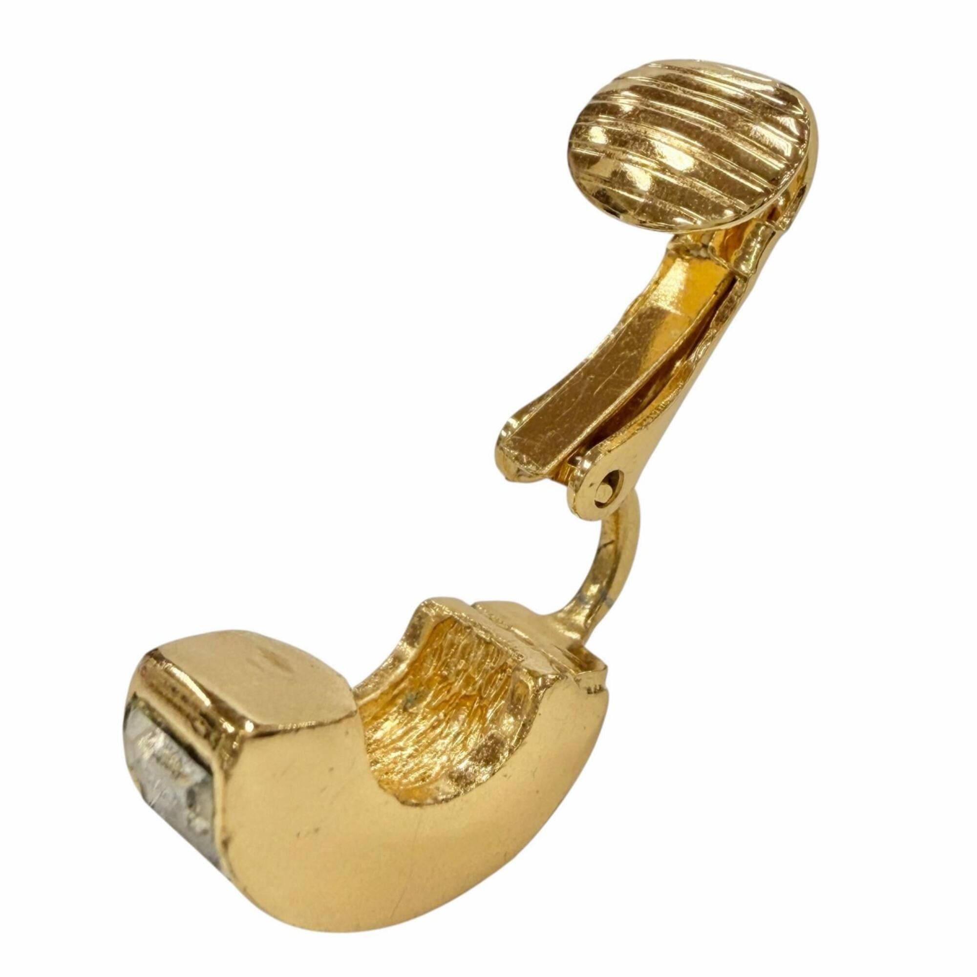 Dior Christian Dior Vintage Baguette Cluster Huggy Earrings, Gold Clear, Women's Accessory Size ONE SIZE - 5 Thumbnail
