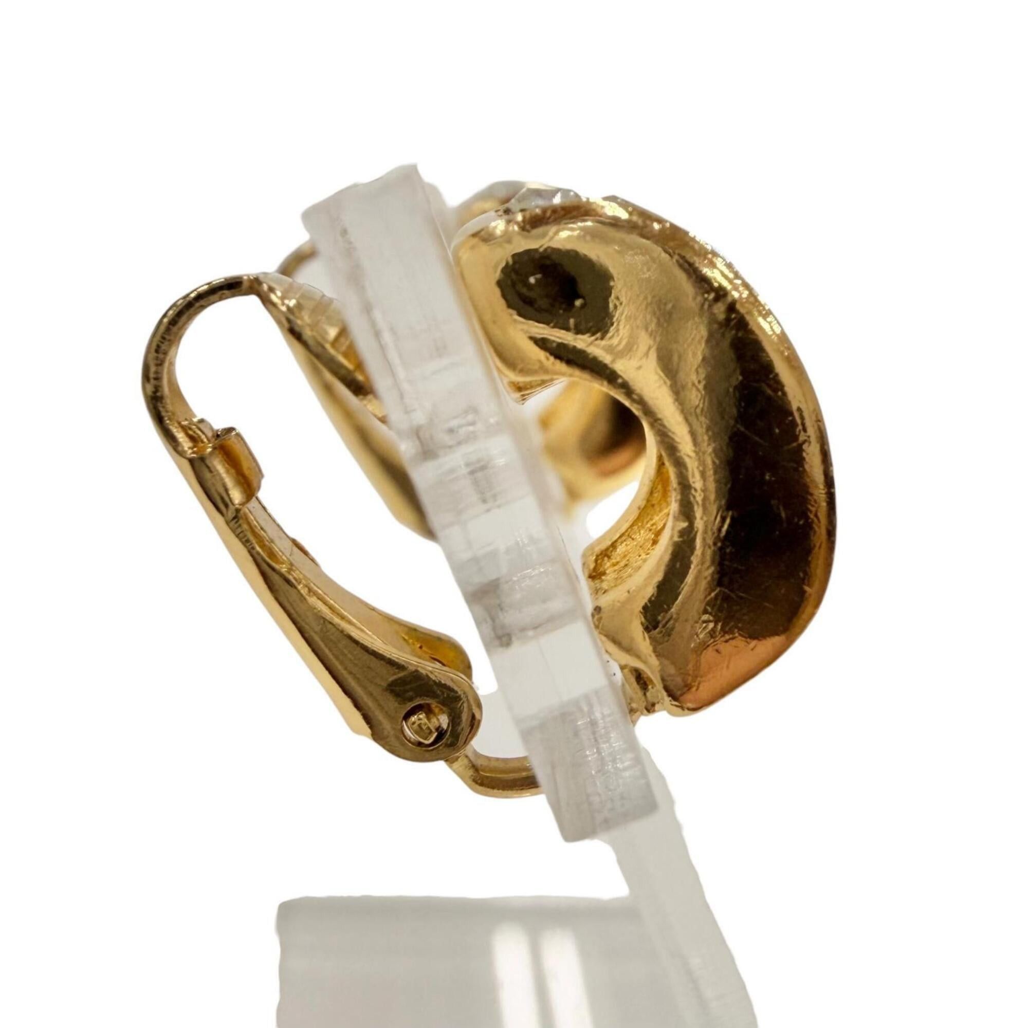 Dior Christian Dior Vintage Baguette Cluster Huggy Earrings, Gold Clear, Women's Accessory Size ONE SIZE - 4 Thumbnail