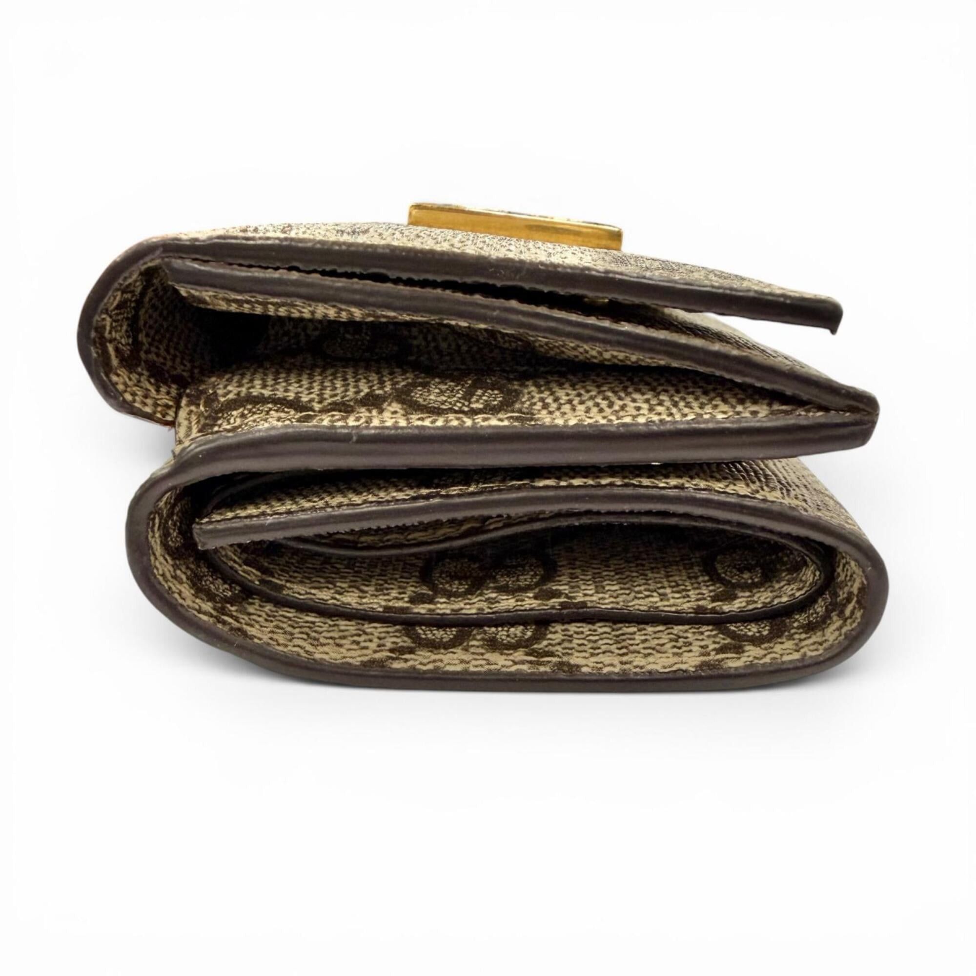 Gucci GUCCI x BALENCIAGA 681700 GG Supreme Canvas The Hacker Project Logo Plate Compact Tri-fold Wallet Beige Brown Gold Hardware Made in Italy Women's Comes with Dust Bag Size ONE SIZE - 4 Thumbnail