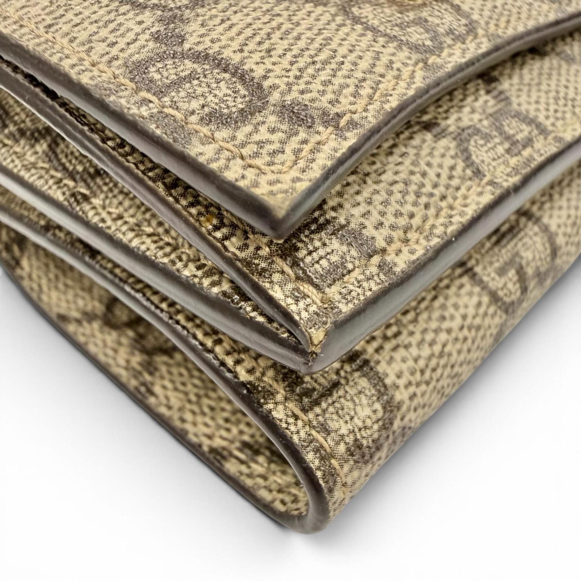 Gucci GUCCI x BALENCIAGA 681700 GG Supreme Canvas The Hacker Project Logo Plate Compact Tri-fold Wallet Beige Brown Gold Hardware Made in Italy Women's Comes with Dust Bag Size ONE SIZE - 5 Thumbnail