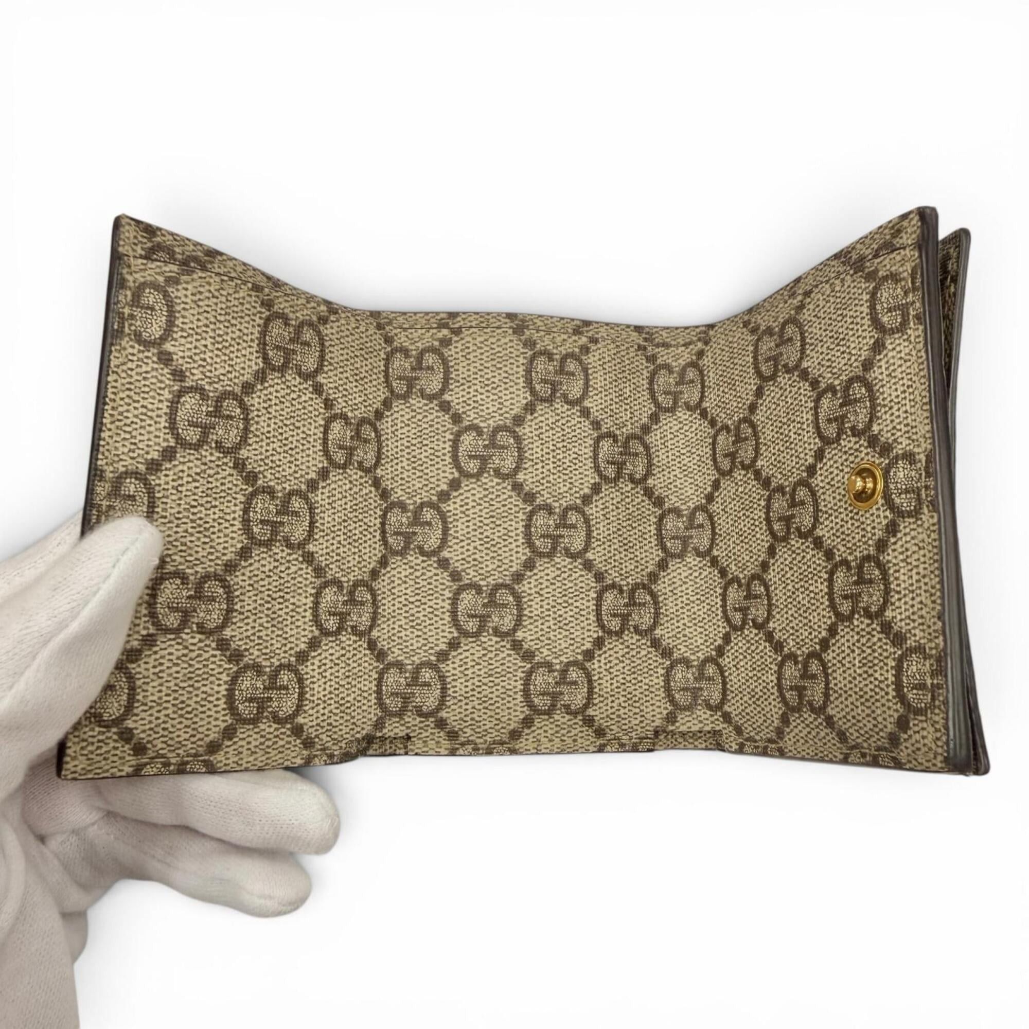 Gucci GUCCI x BALENCIAGA 681700 GG Supreme Canvas The Hacker Project Logo Plate Compact Tri-fold Wallet Beige Brown Gold Hardware Made in Italy Women's Comes with Dust Bag Size ONE SIZE - 6 Thumbnail