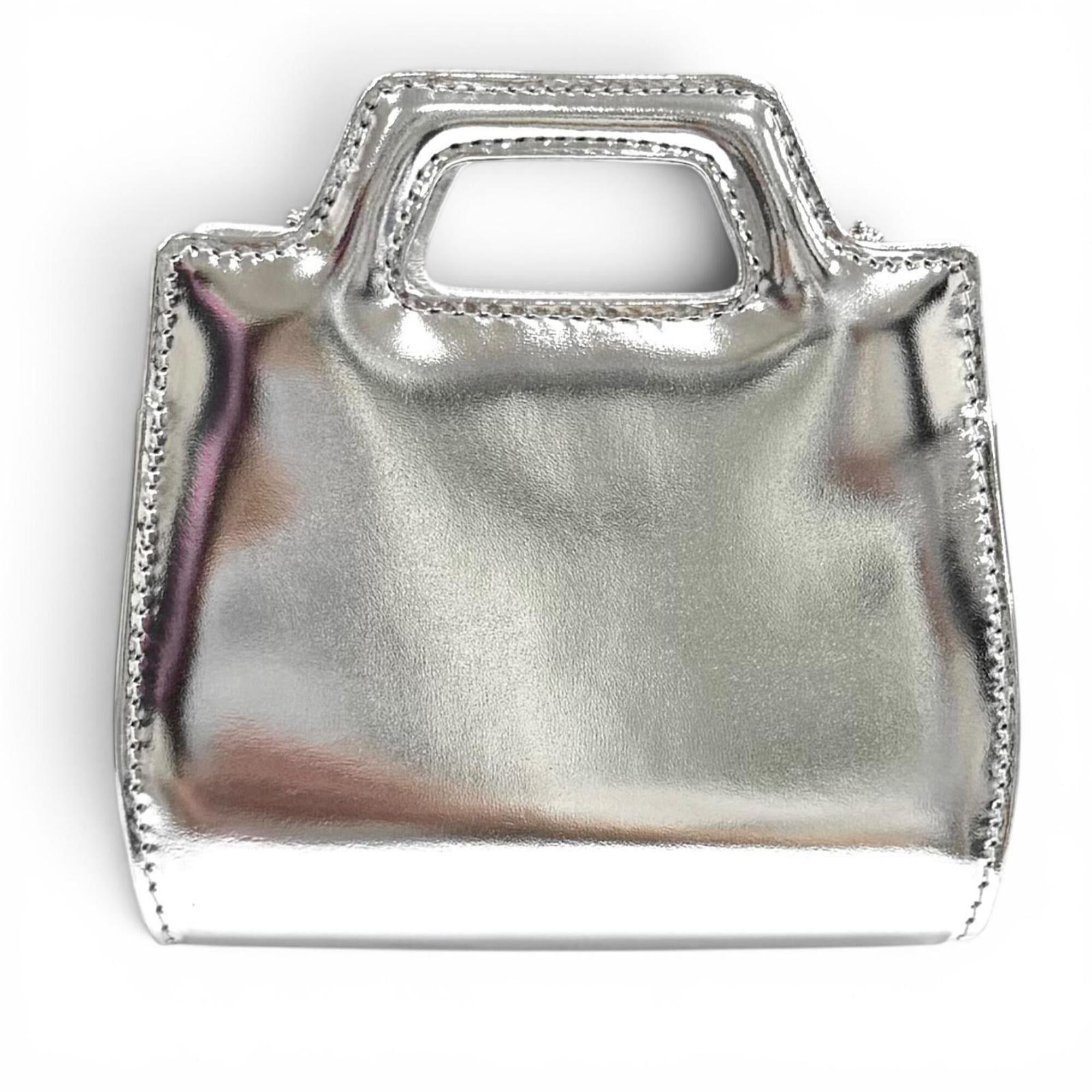 Salvatore Ferragamo Salvatore Ferragamo FERRAGAMO Wanda Mini Gancini Leather 2-Way Chain Shoulder Pouch Bag, Silver, Made in Italy, Women's, with Dust Bag Size ONE SIZE - 3 Thumbnail