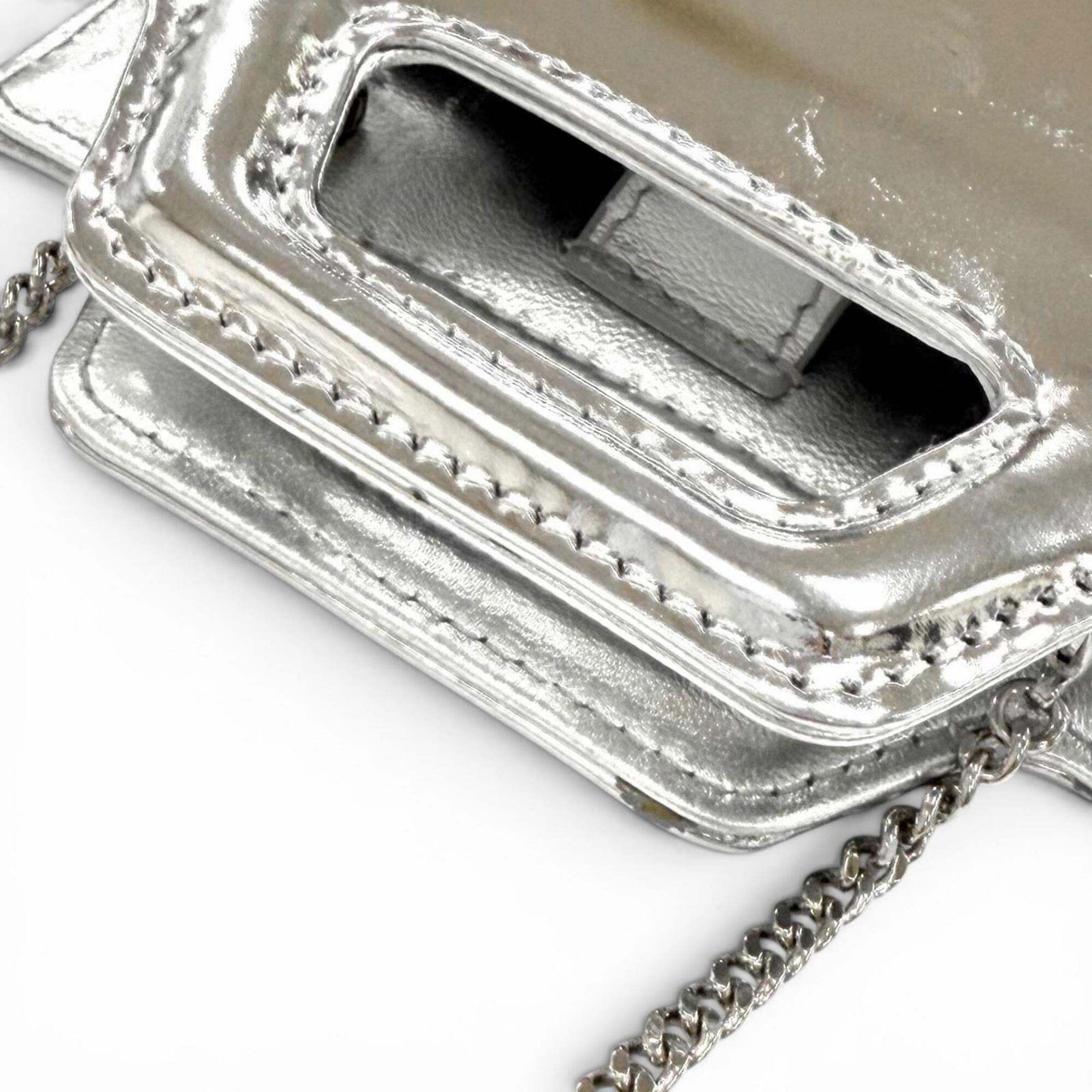Salvatore Ferragamo Salvatore Ferragamo FERRAGAMO Wanda Mini Gancini Leather 2-Way Chain Shoulder Pouch Bag, Silver, Made in Italy, Women's, with Dust Bag Size ONE SIZE - 7 Thumbnail