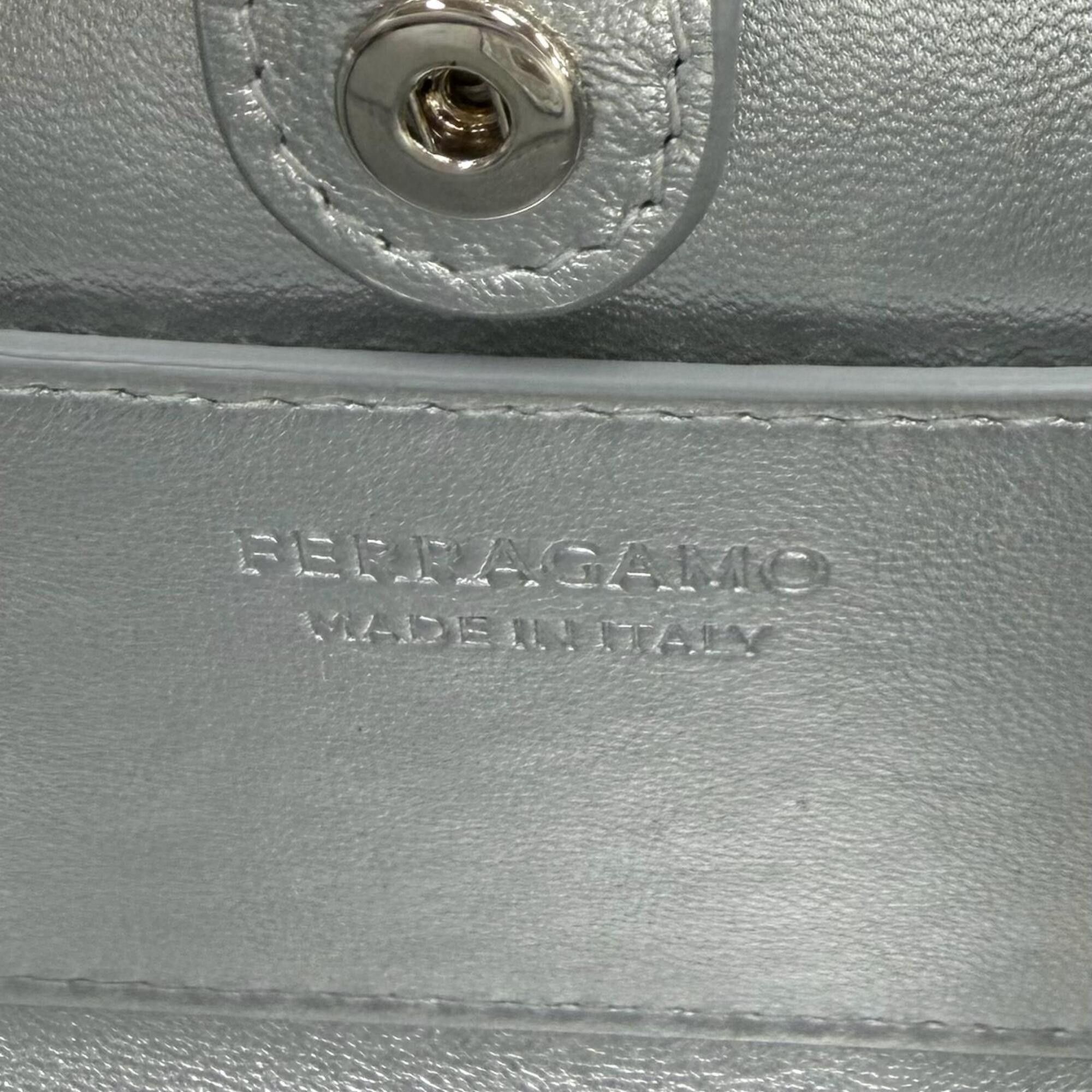 Salvatore Ferragamo Salvatore Ferragamo FERRAGAMO Wanda Mini Gancini Leather 2-Way Chain Shoulder Pouch Bag, Silver, Made in Italy, Women's, with Dust Bag Size ONE SIZE - 12 Thumbnail