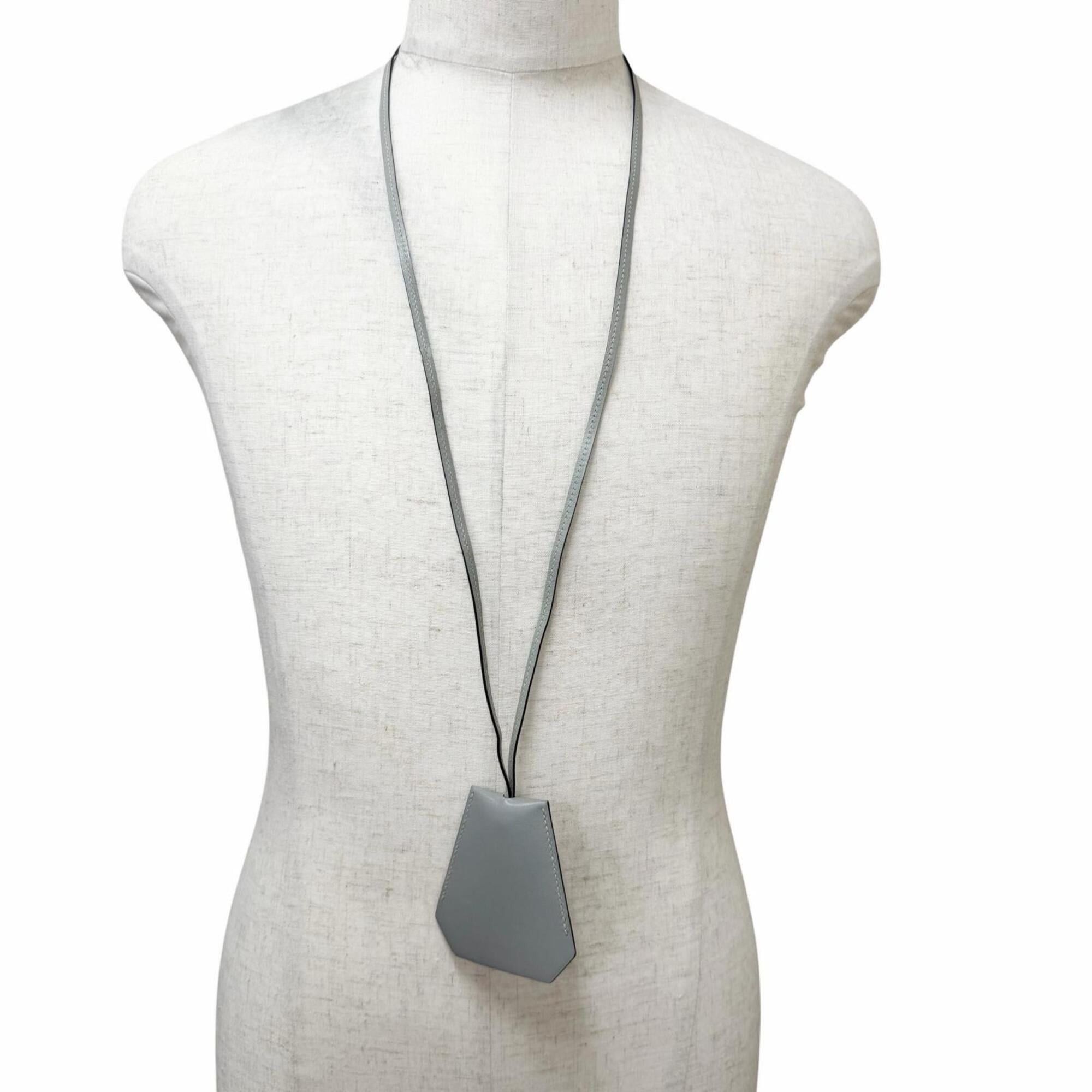 Hermes HERMES Vintage Leather Margiela Era Clochette Charm Necklace, Gray, □D Stamp, Made in France, Men's Size ONE SIZE - 2 Thumbnail