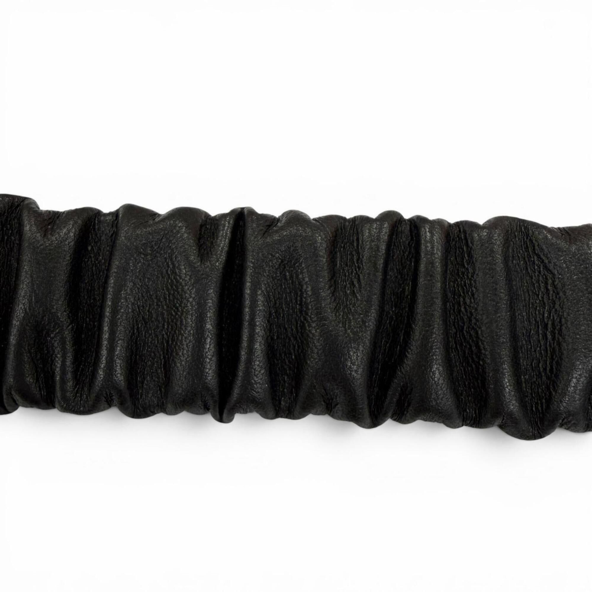 Chanel CHANEL B21C Coco Mark Rhinestone Leather Elastic Belt, Black with Gold Hardware, Size 80 (32), Made in Italy, Women's. Size ONE SIZE - 9 Thumbnail