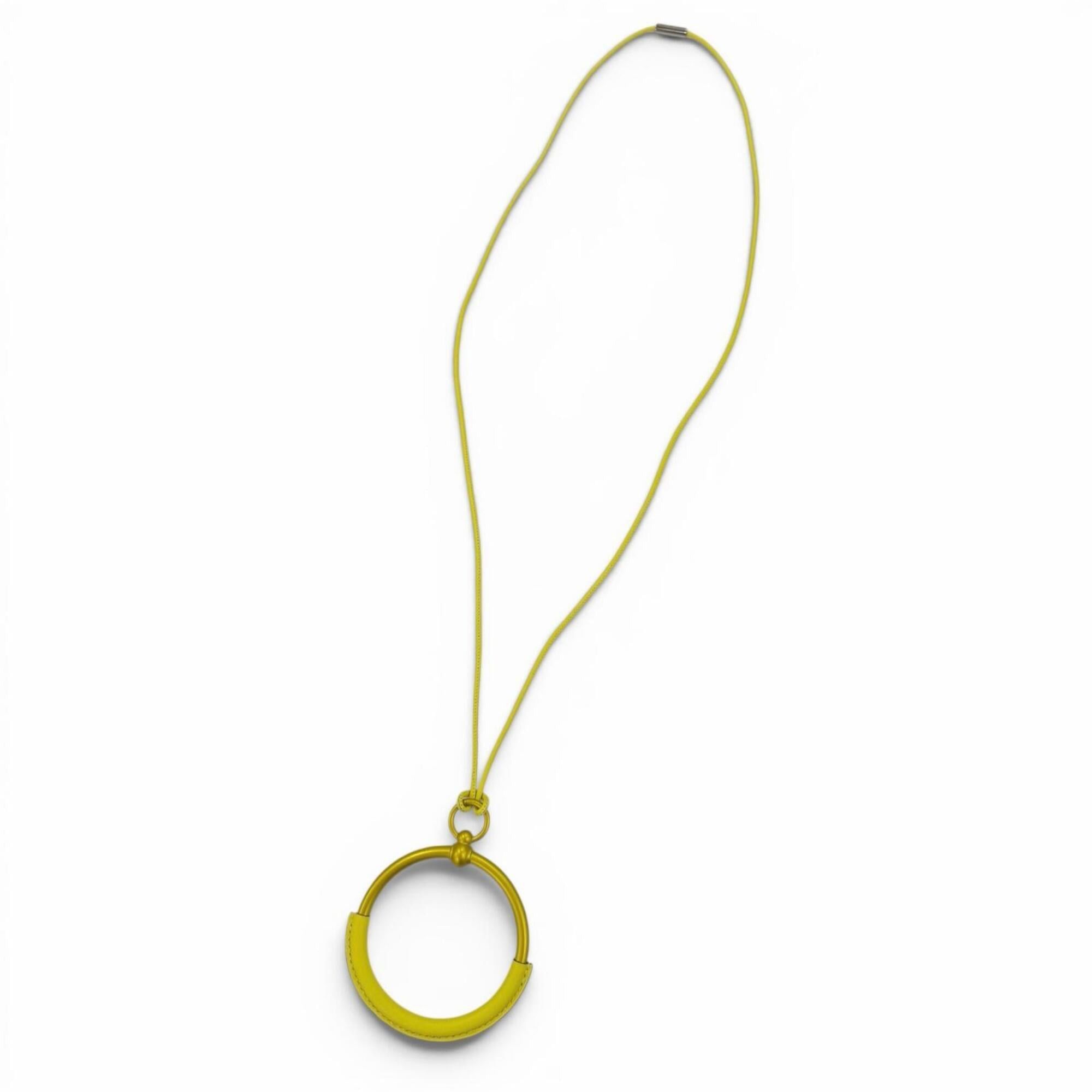 Hermes HERMES Loop Grand Necklace, Leather Trim Pendant, Yellow (Jaune), Women's, with Box and Dust Bag. Size ONE SIZE - 3 Thumbnail