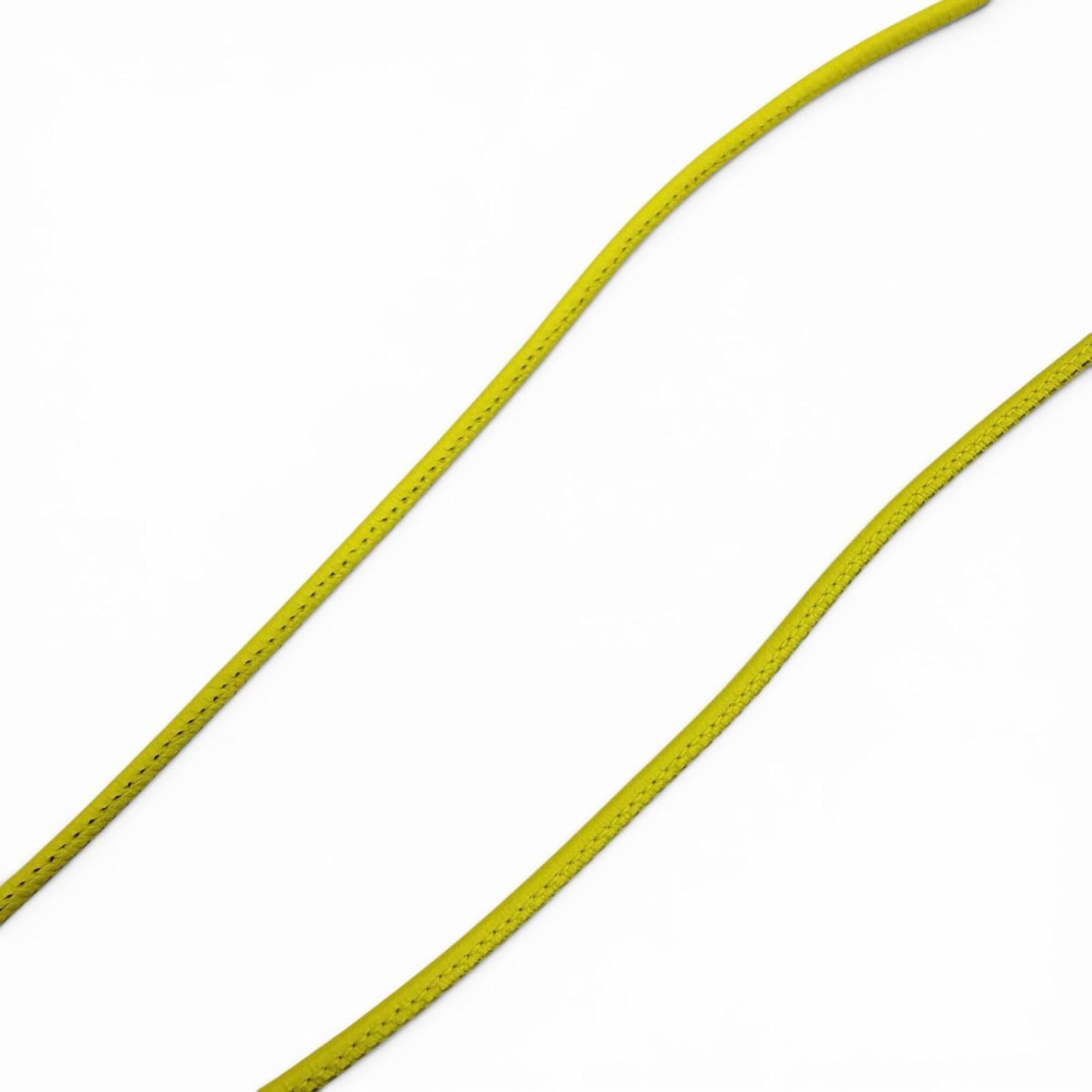 Hermes HERMES Loop Grand Necklace, Leather Trim Pendant, Yellow (Jaune), Women's, with Box and Dust Bag. Size ONE SIZE - 6 Thumbnail