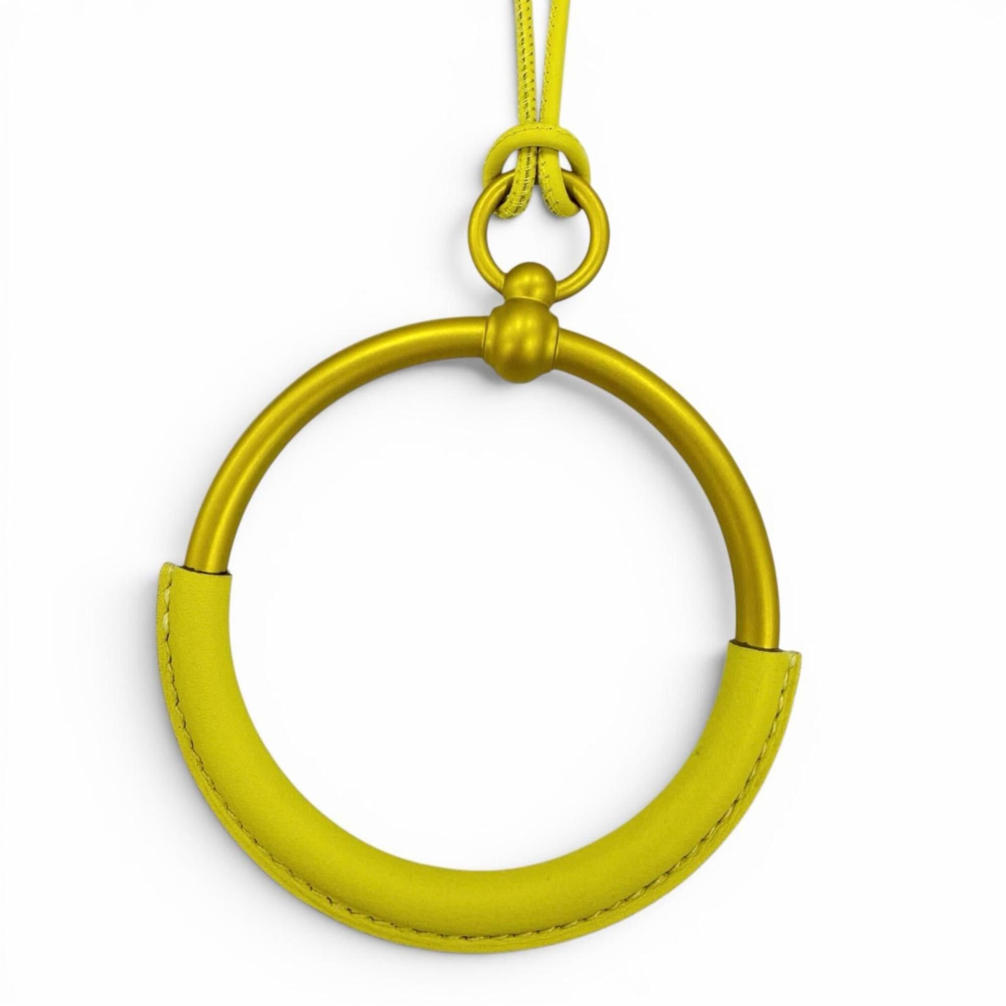 Hermes HERMES Loop Grand Necklace, Leather Trim Pendant, Yellow (Jaune), Women's, with Box and Dust Bag. Size ONE SIZE - 5 Thumbnail