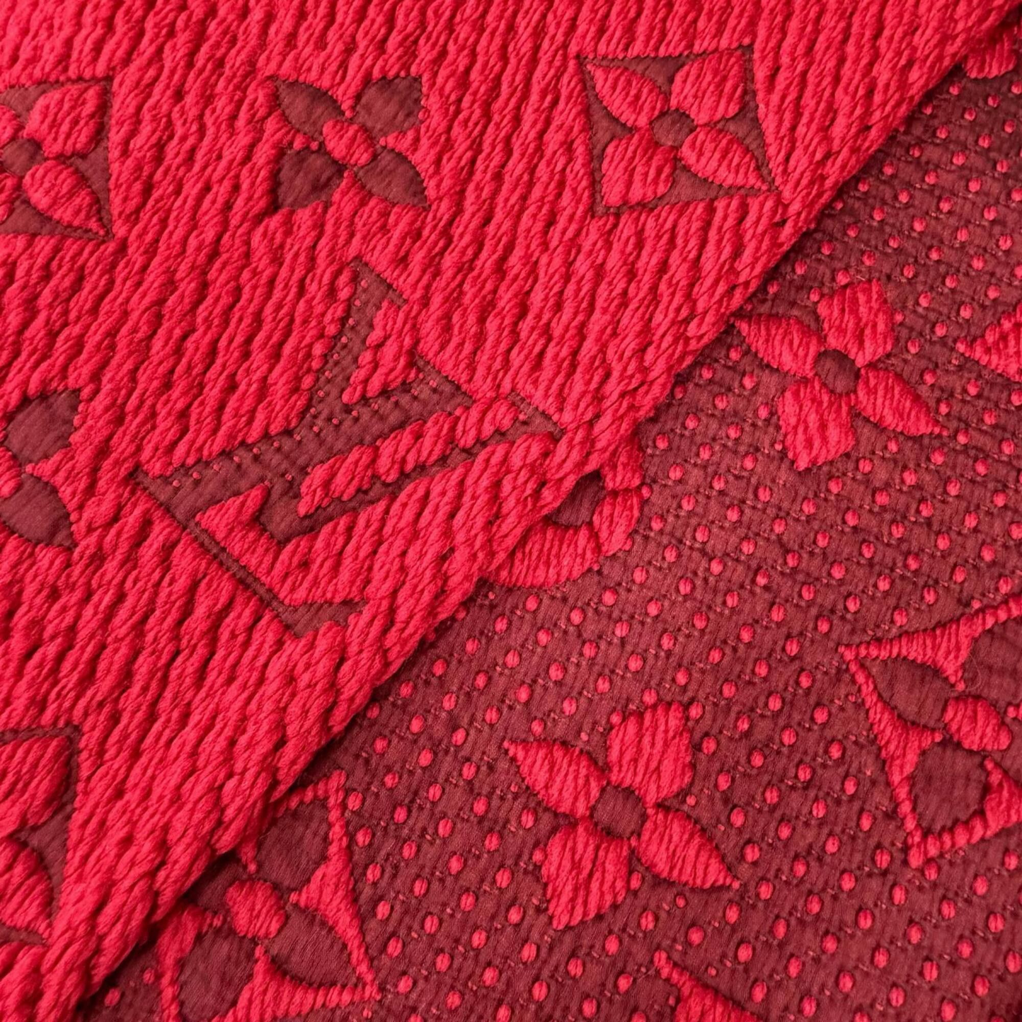 Louis Vuitton LOUIS VUITTON 413287 Echarpe Logomania Wool Silk Stole Scarf Ruby Red Made in Italy Women's Size ONE SIZE - 4 Thumbnail