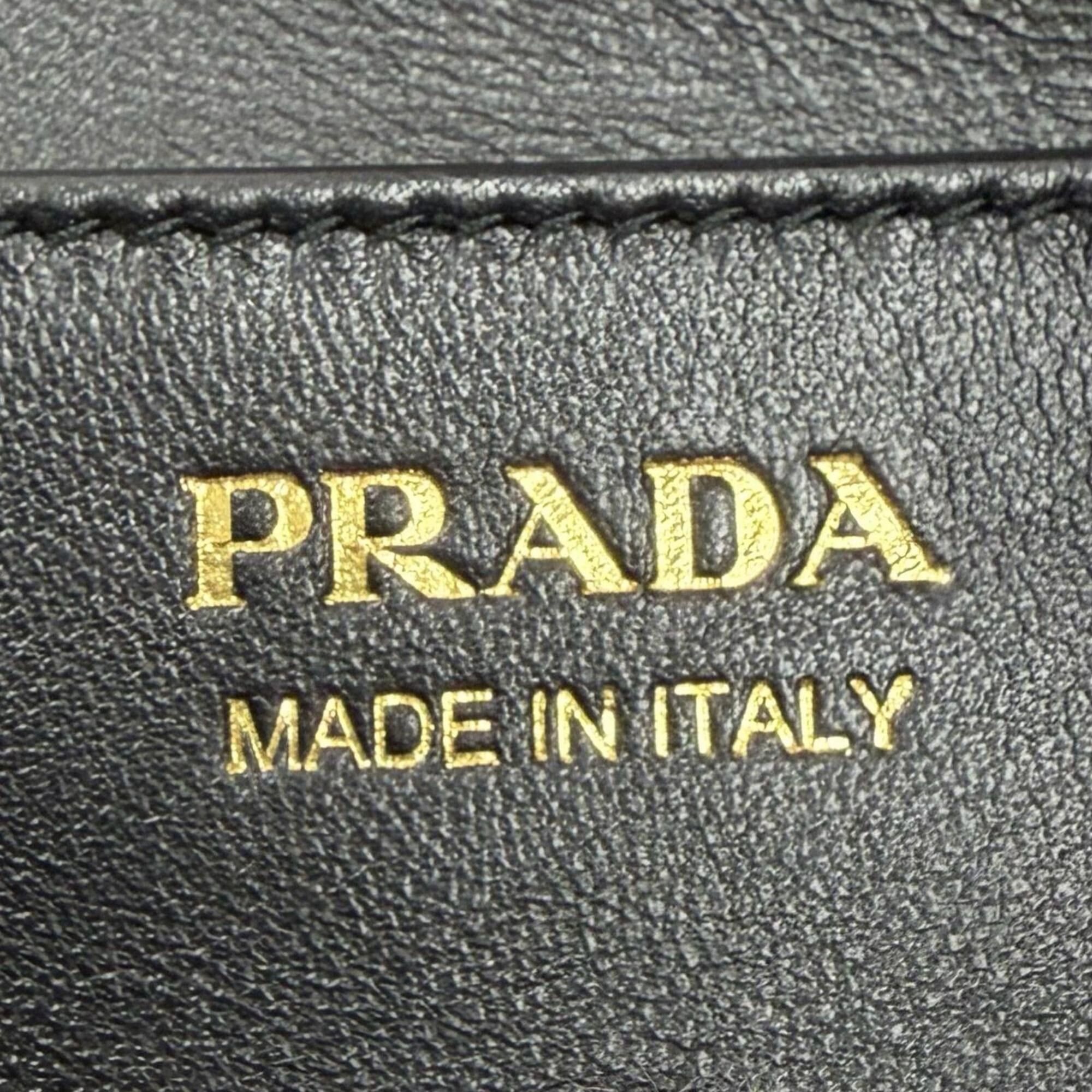 Prada PRADA 1BC255 Demi-Lune Triangle Logo Leather Shoulder Bag, Black, Made in Italy, Women's, with Dust Bag Size ONE SIZE - 14 Thumbnail