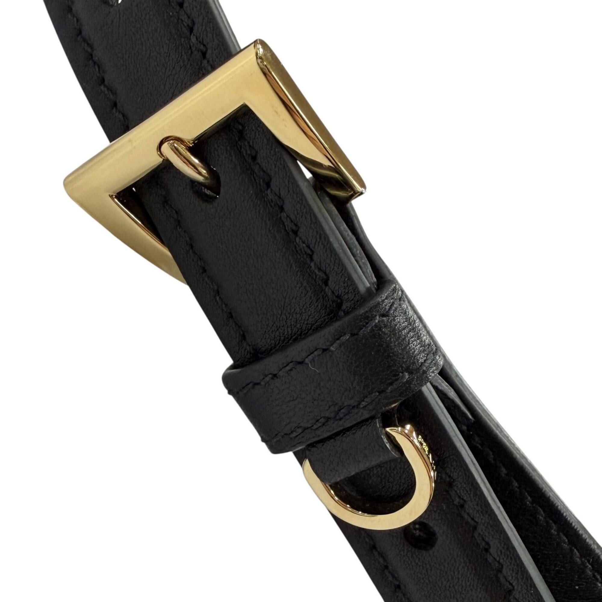 Prada PRADA 1BC255 Demi-Lune Triangle Logo Leather Shoulder Bag, Black, Made in Italy, Women's, with Dust Bag Size ONE SIZE - 13 Thumbnail