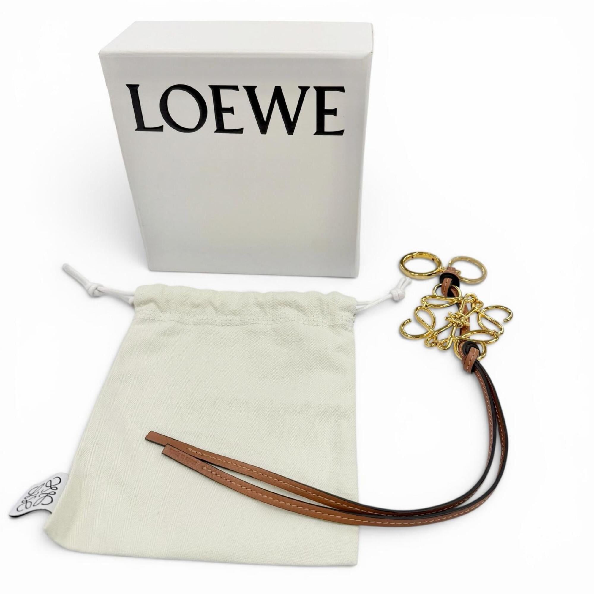 Loewe LOEWE C821232X01 Classic Calf Tan Anagram Keychain Bag Charm with Gold Hardware, Made in Spain, Women's, Comes Box and Dust Bag. Size ONE SIZE - 2 Thumbnail