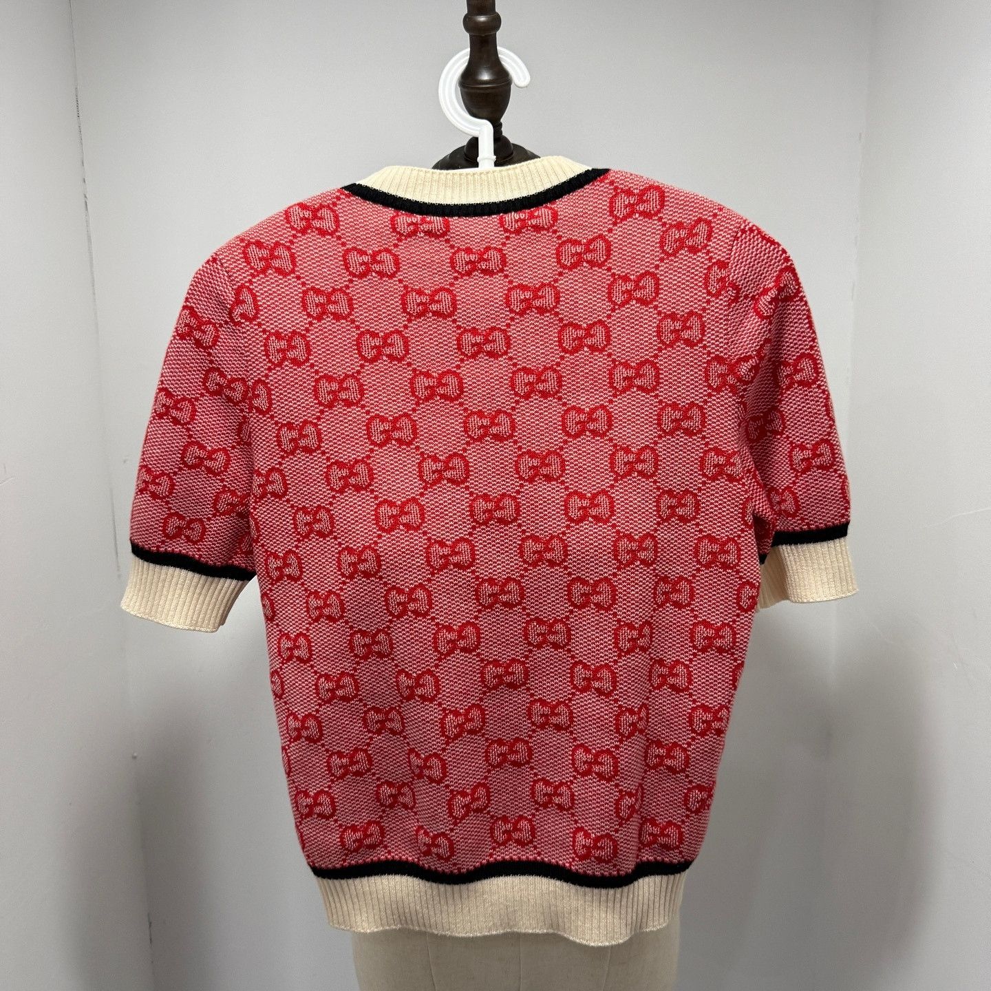 Gucci Gucci GG Pattern Knit Short Sleeve Sweater Size XS Size XS / US 0-2 / IT 36-38 - 2 Thumbnail