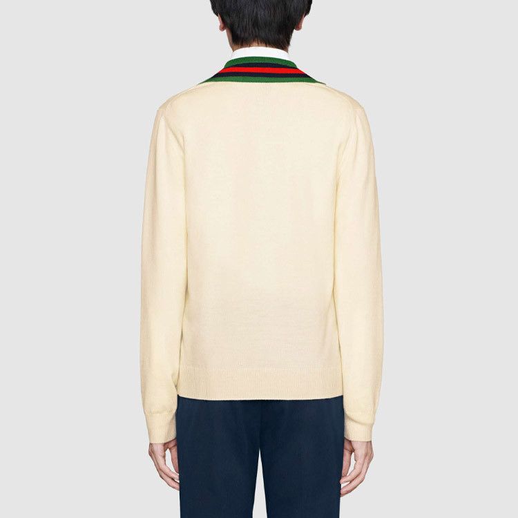Gucci Gucci Web Stripe V-Neck Wool Sweater Size S Size US S / EU 44-46 / 1 - 8 Thumbnail