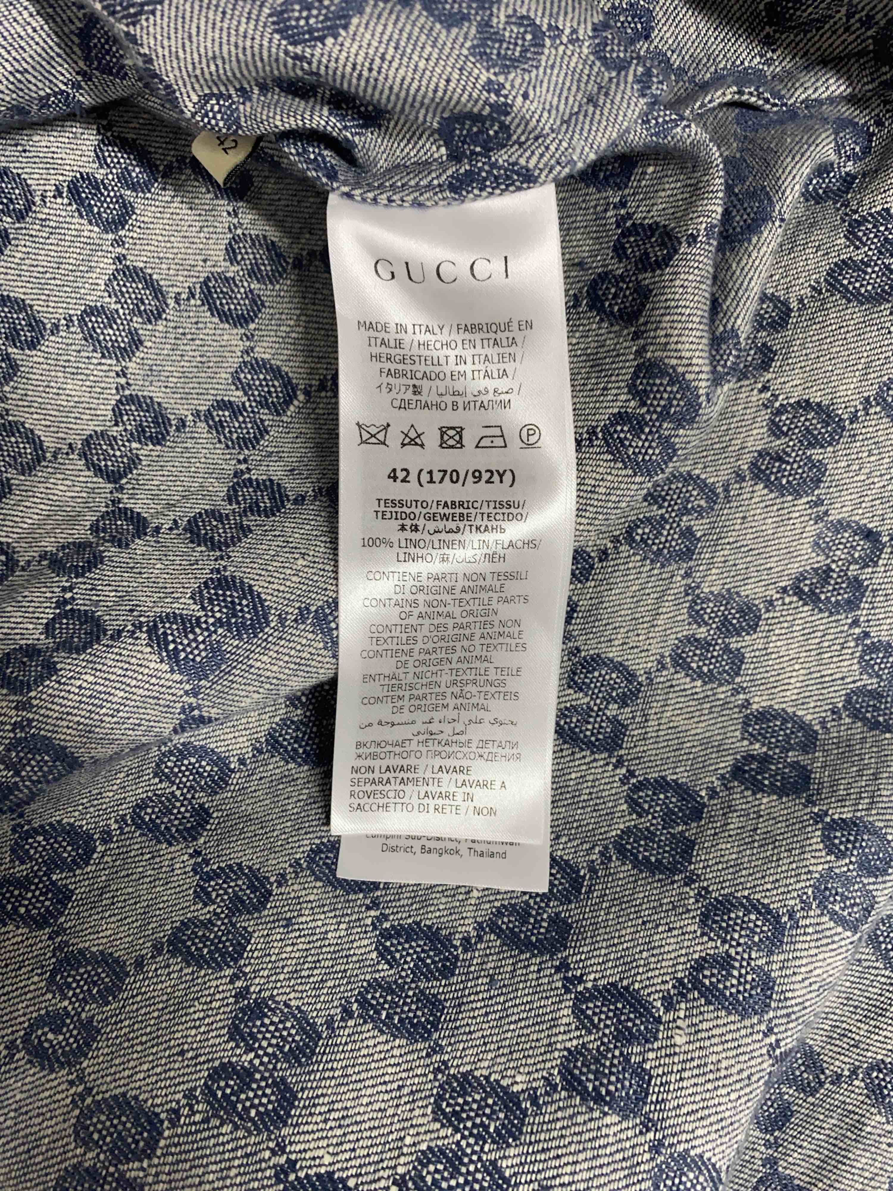 Gucci Gucci GG Jacquard Linen Button Up Shirt Size 42 Size M / US 6-8 / IT 42-44 - 4 Thumbnail