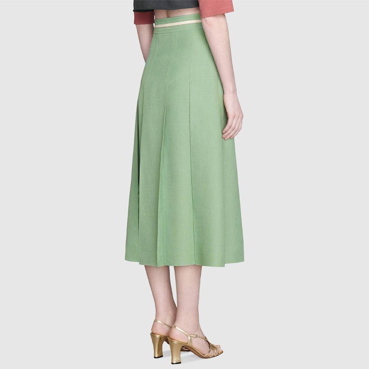 Gucci Gucci Green Pleated Midi Skirt Size 38 Size 26" / US 2 / IT 38 - 13 Thumbnail