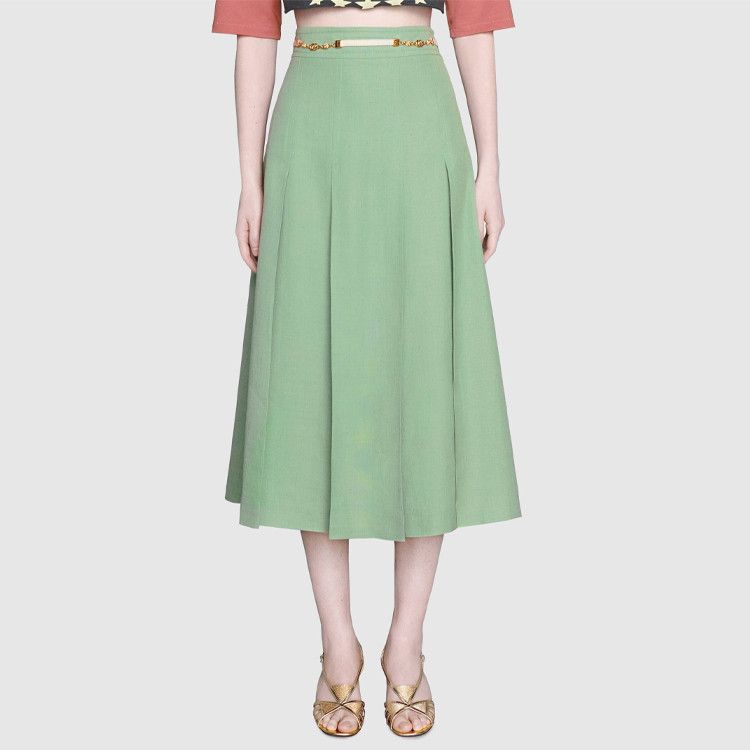 Gucci Gucci Green Pleated Midi Skirt Size 38 Size 26" / US 2 / IT 38 - 11 Thumbnail